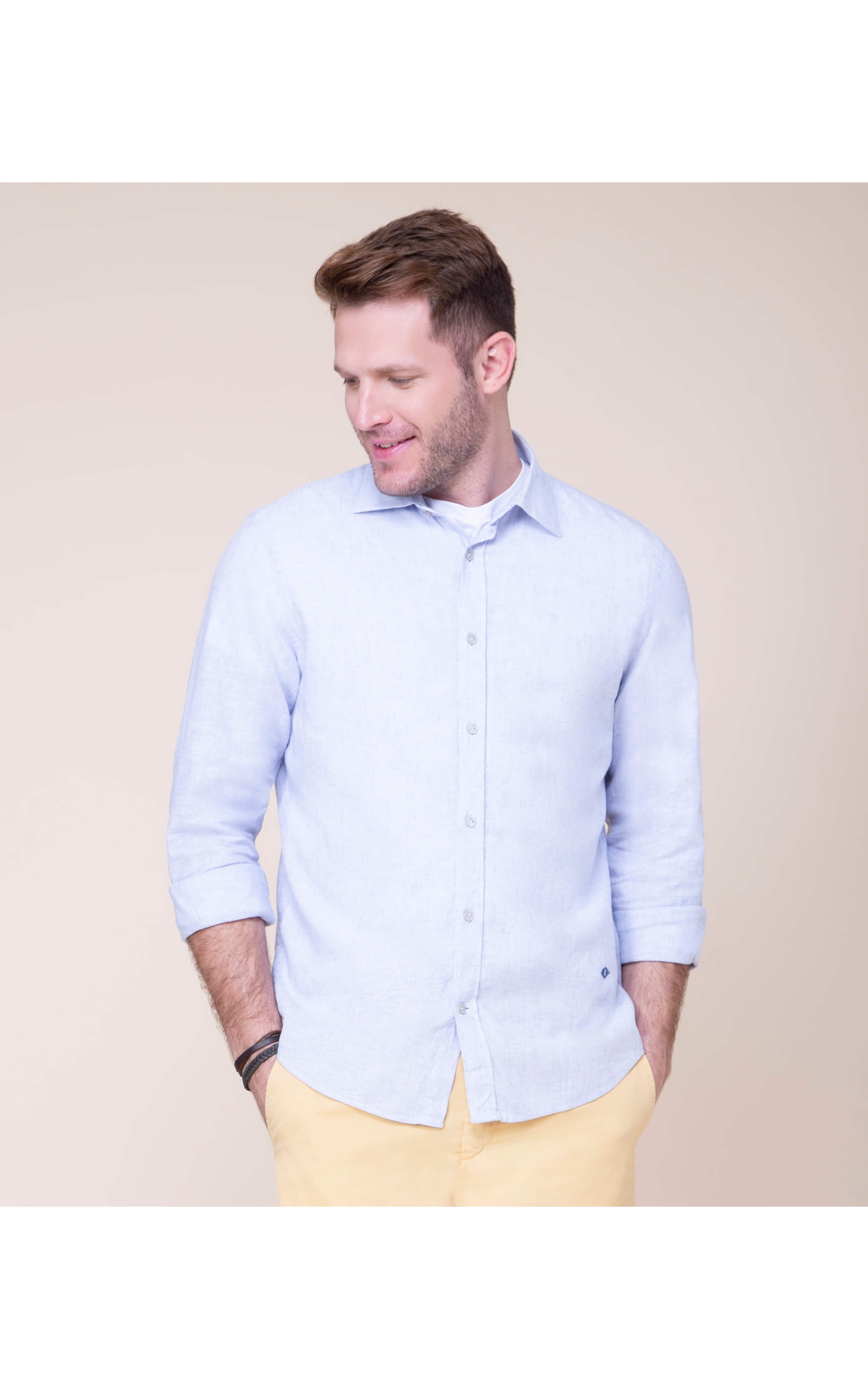 Camisa Linho  Patrick Listrada Ml Marinho