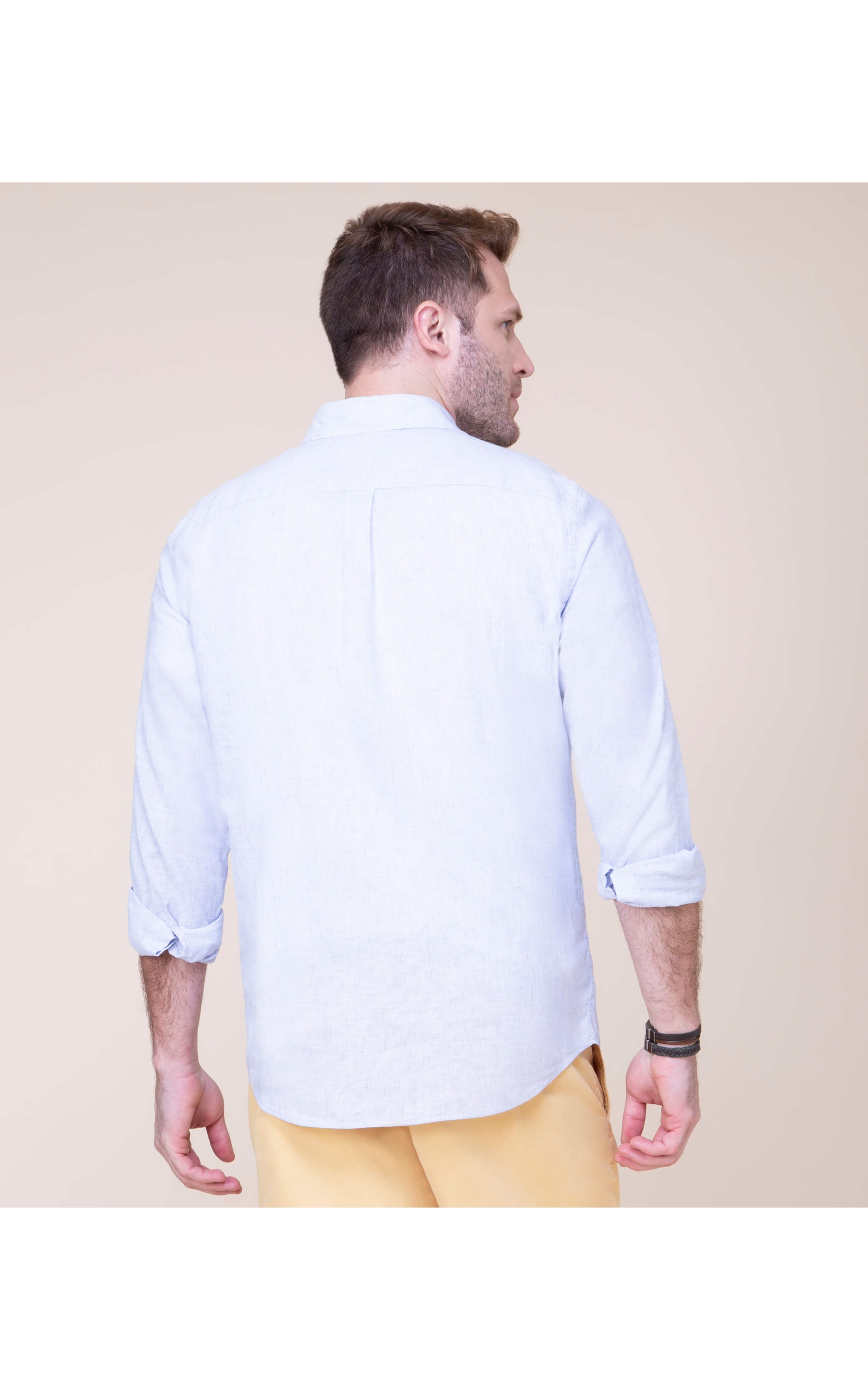 Camisa Linho  Patrick Listrada Ml Marinho