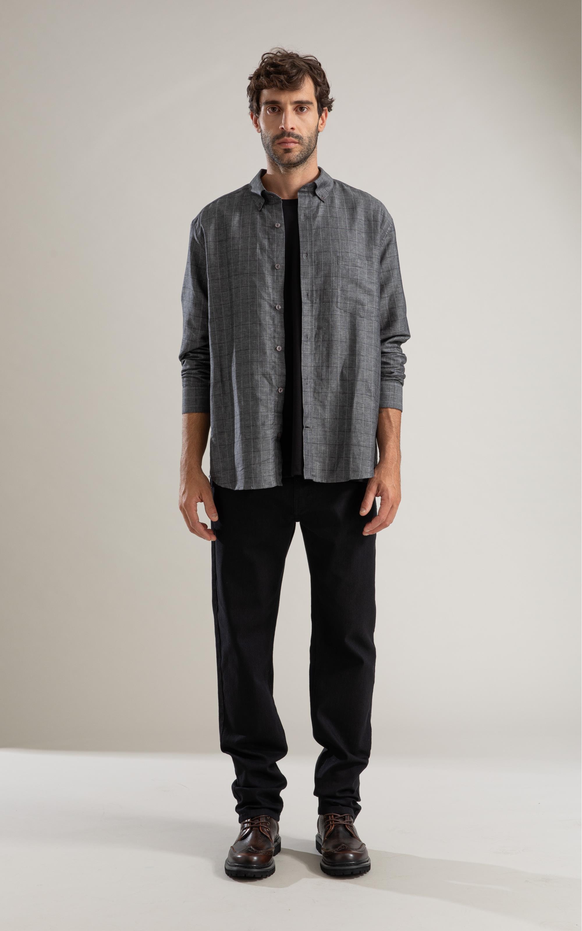 Camisa Linho  Paulo Ml Grafite