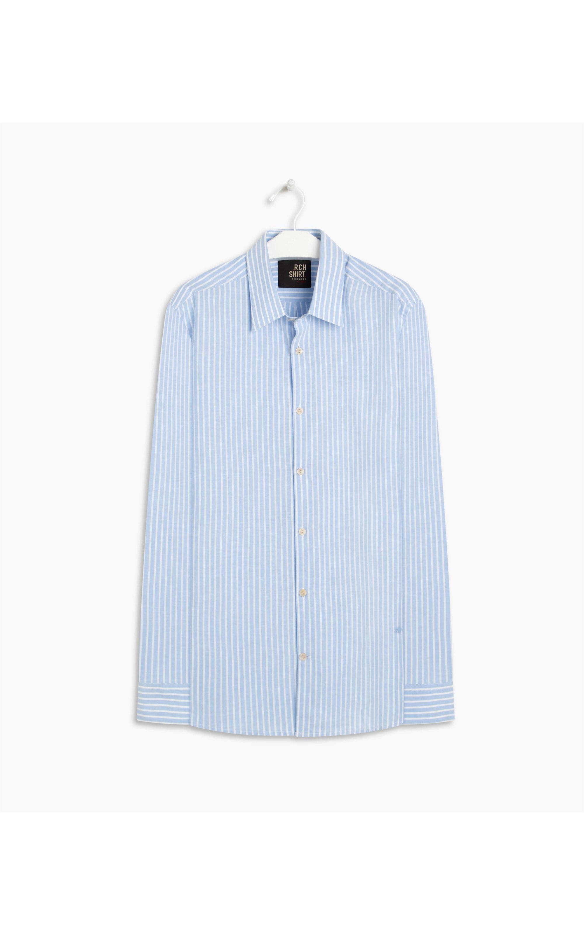 Camisa Linho  Pietro Listrada Ml Azul Chofer