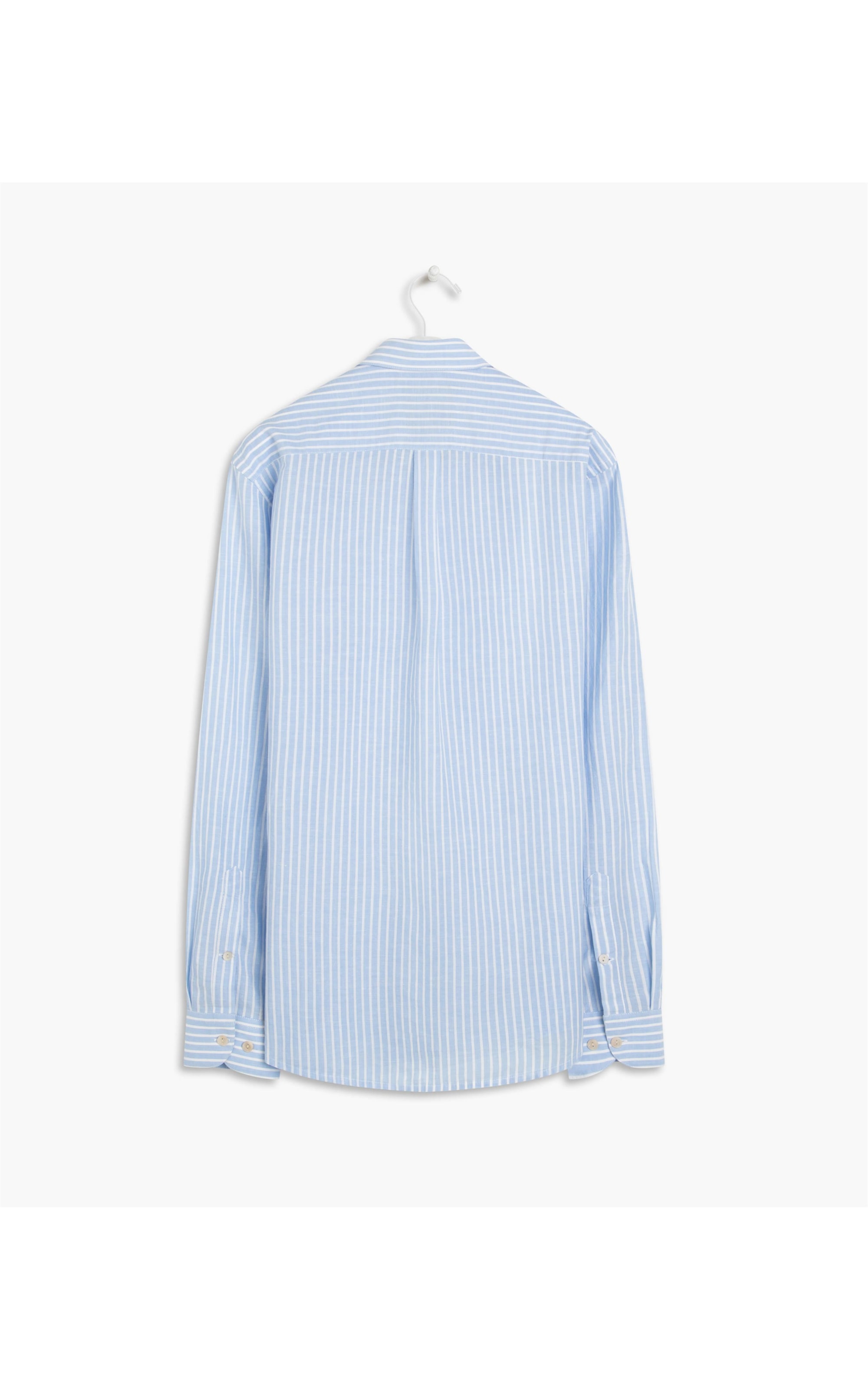 Camisa Linho  Pietro Listrada Ml Azul Chofer