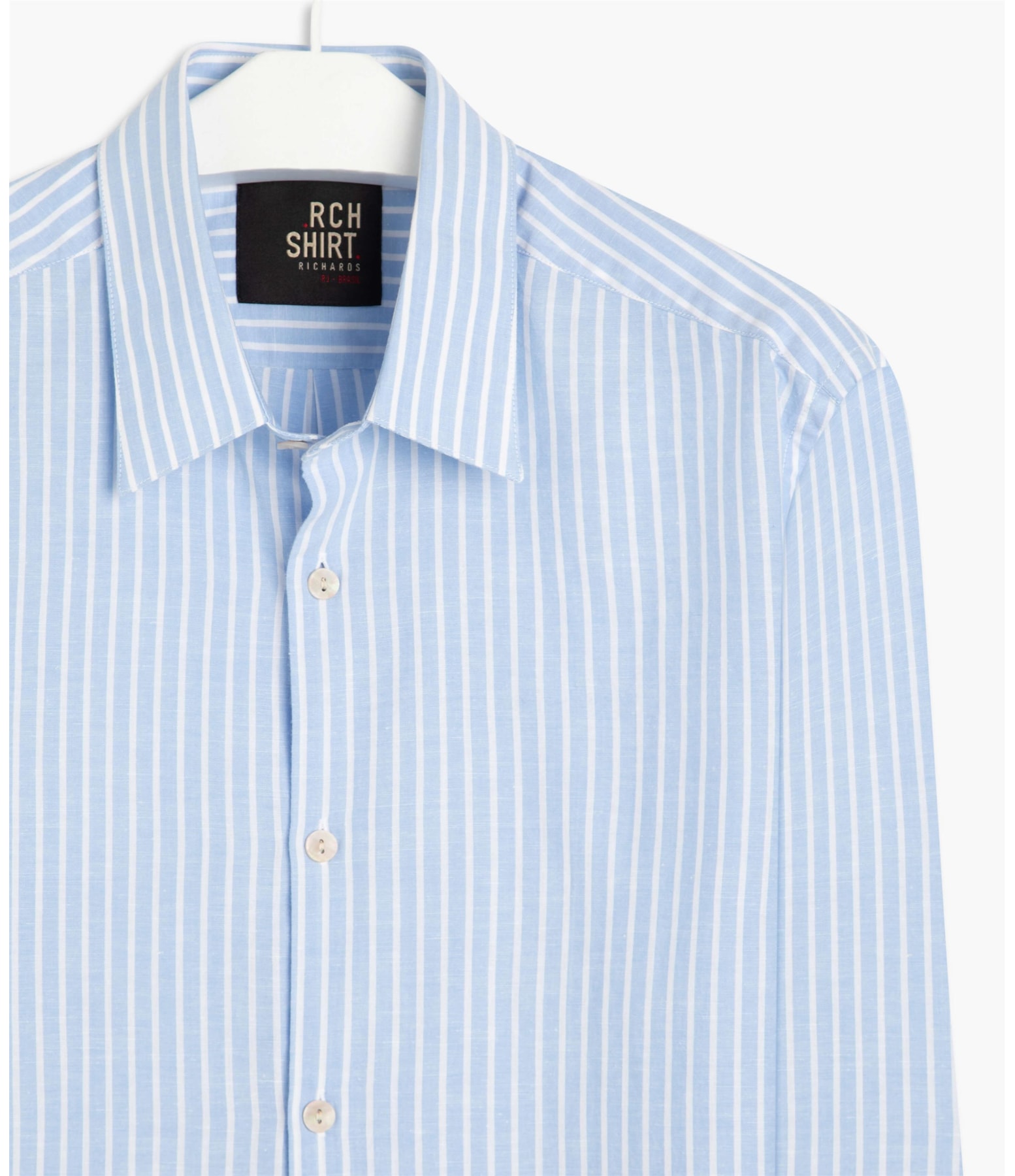 Camisa Linho  Pietro Listrada Ml Azul Chofer