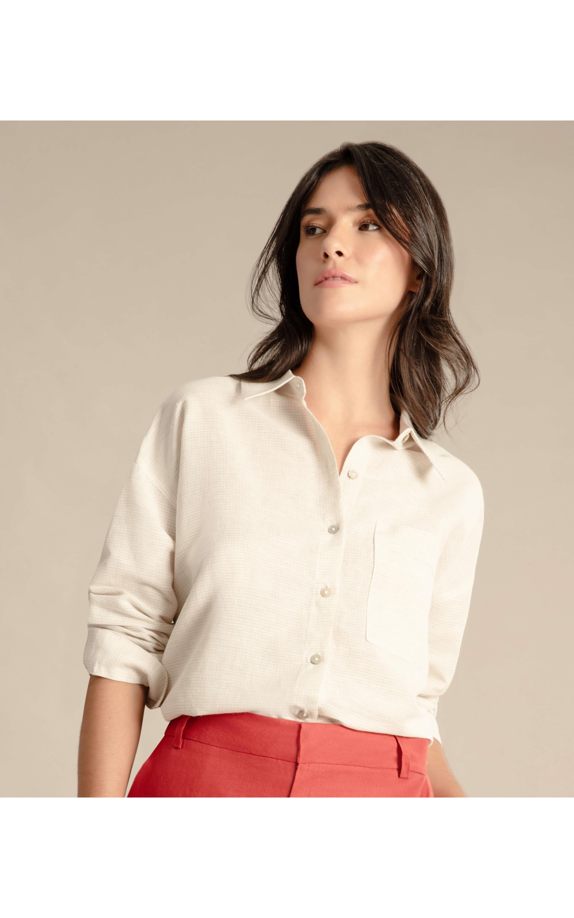 Camisa Linho  Pipa Checks Natural