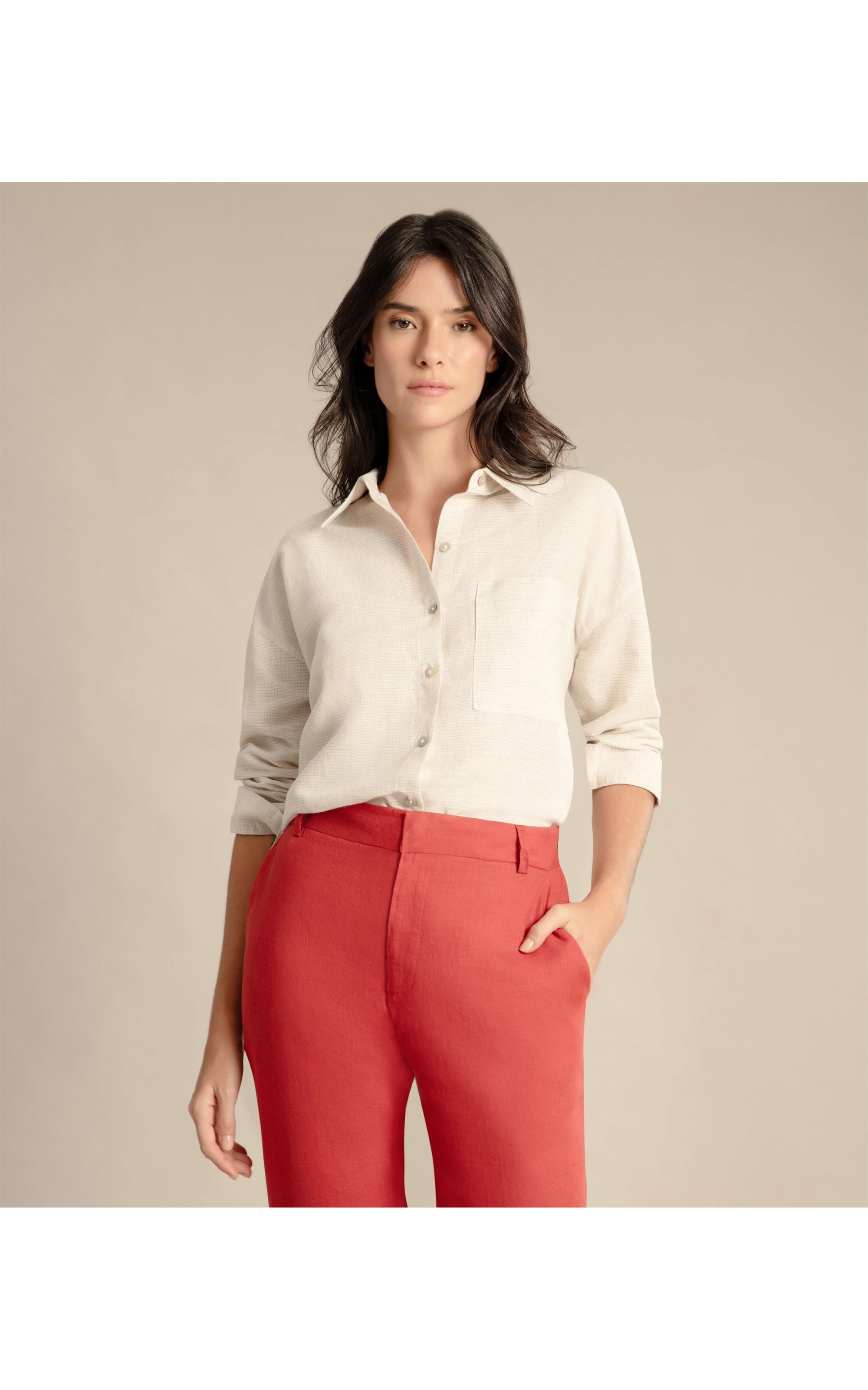 Camisa Linho  Pipa Checks Natural