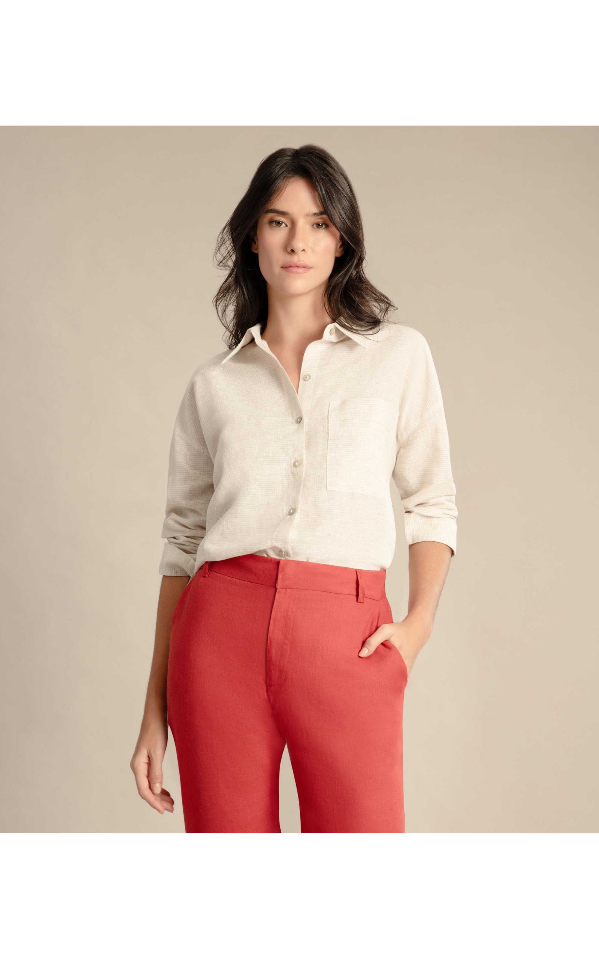 Camisa Linho  Pipa Checks Natural