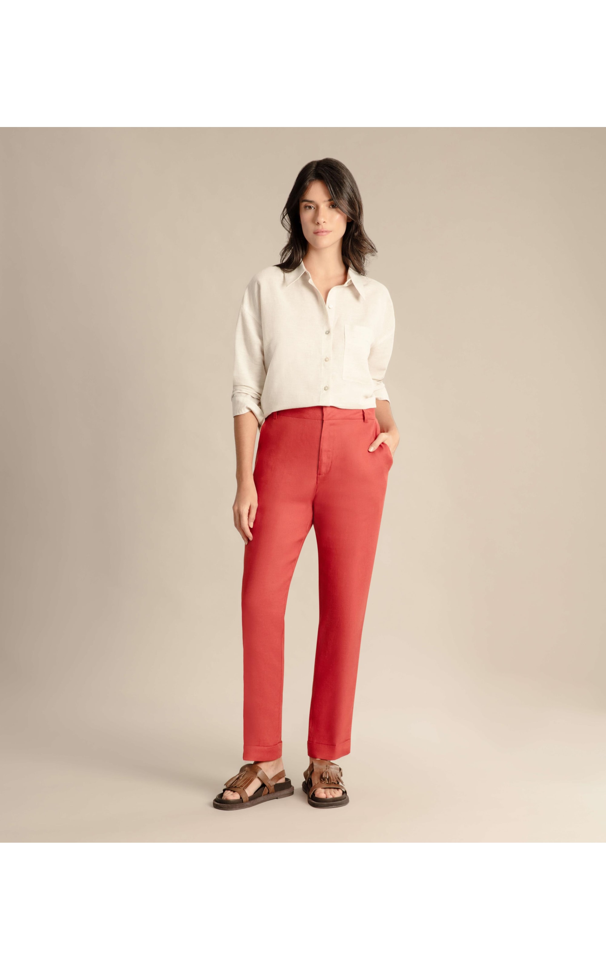 Camisa Linho  Pipa Checks Natural