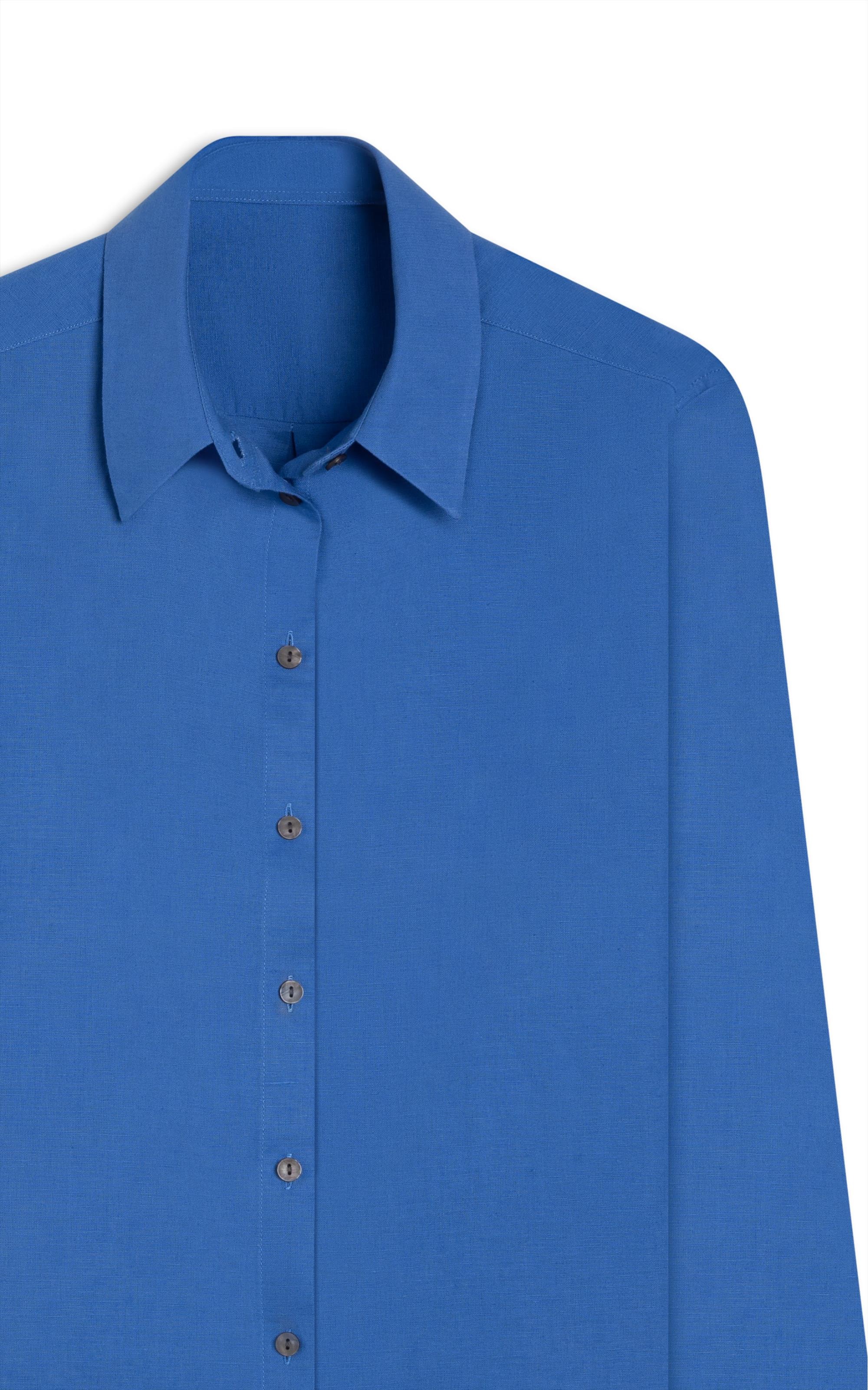 Camisa Linho  Piva  Feminino Azul Bic