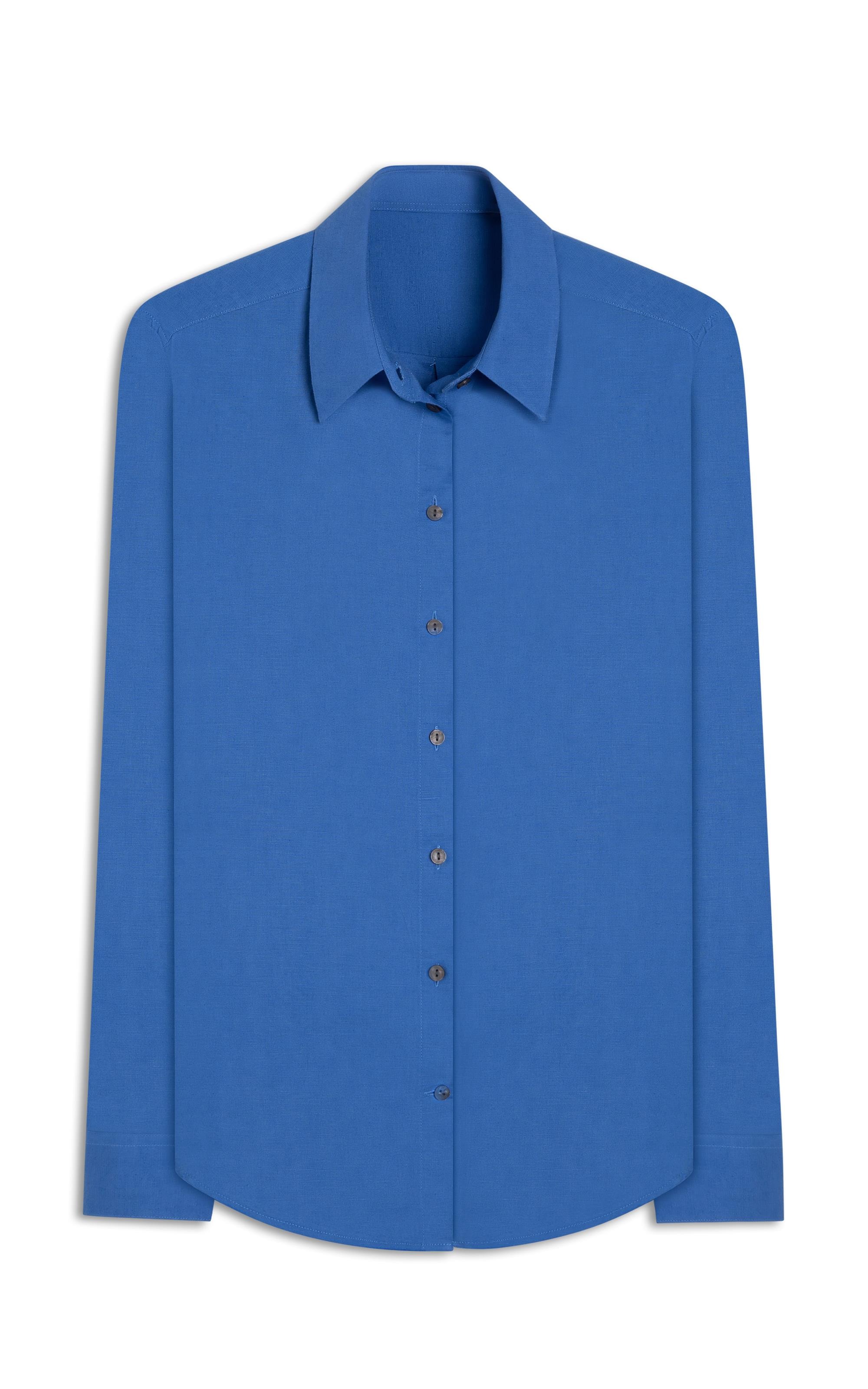 Camisa Linho  Piva  Feminino Azul Bic