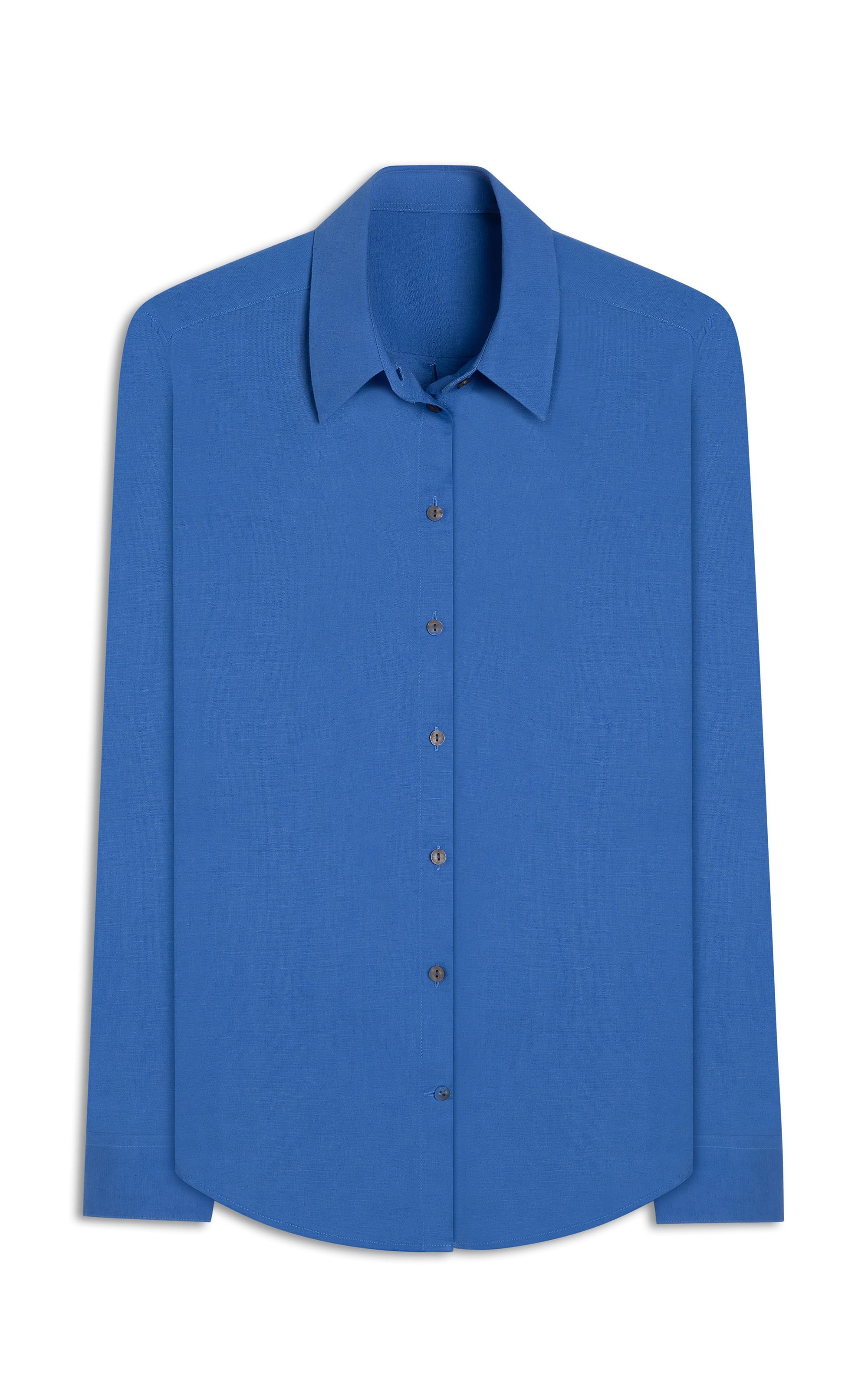 Camisa Linho  Piva  Feminino Azul Bic