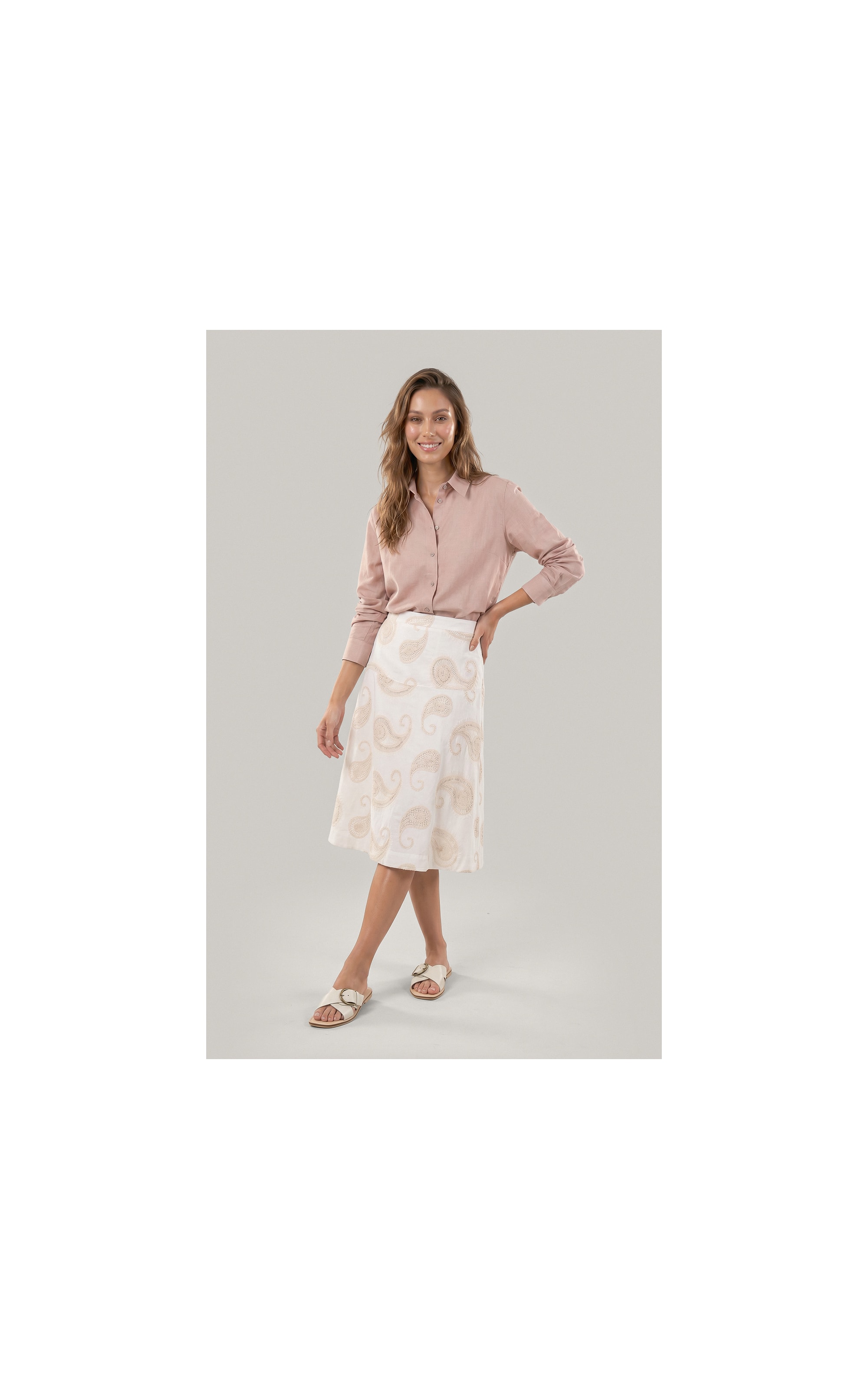 Camisa Linho  Piva  Feminino Nude