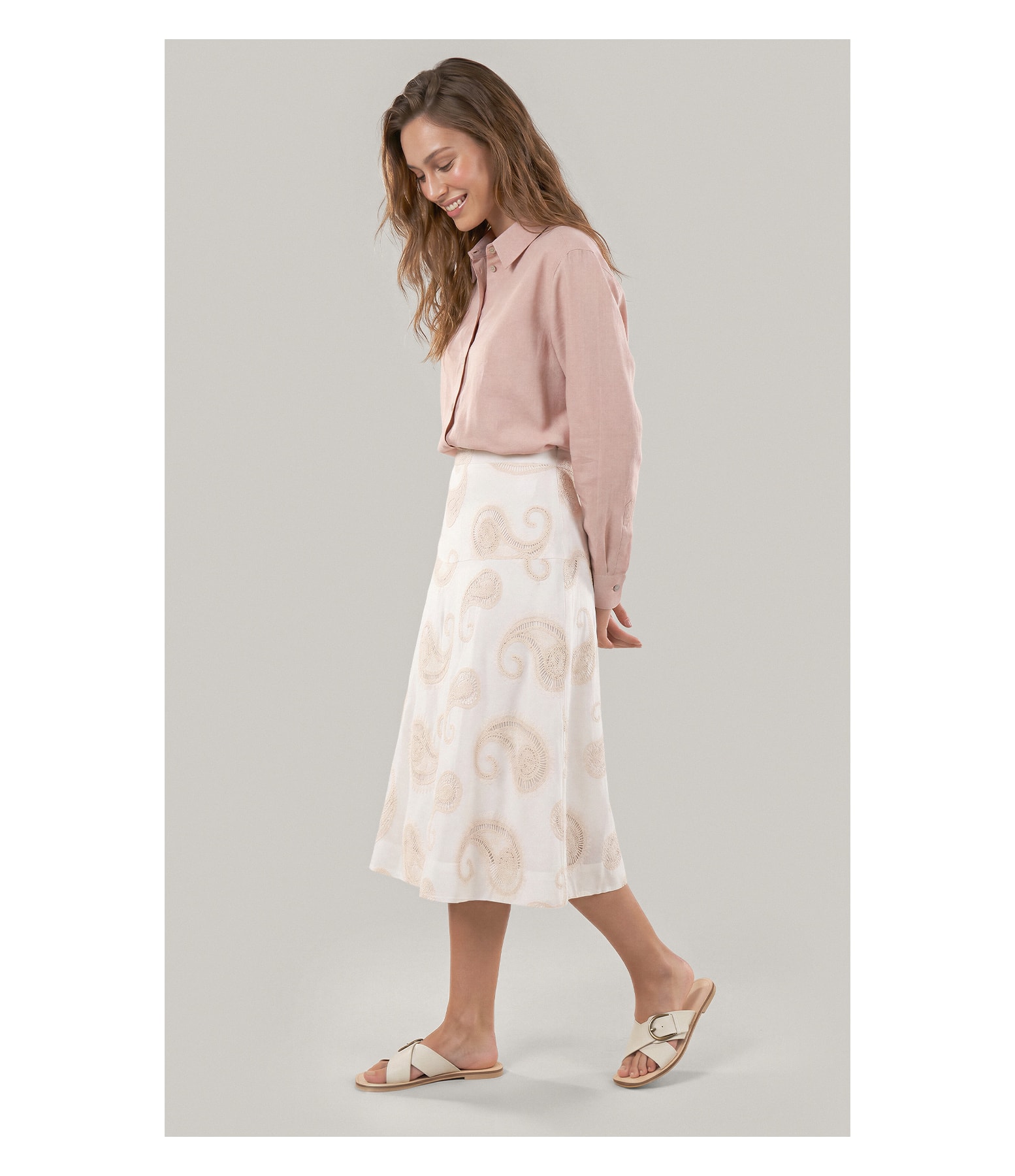 Camisa Linho  Piva  Feminino Nude