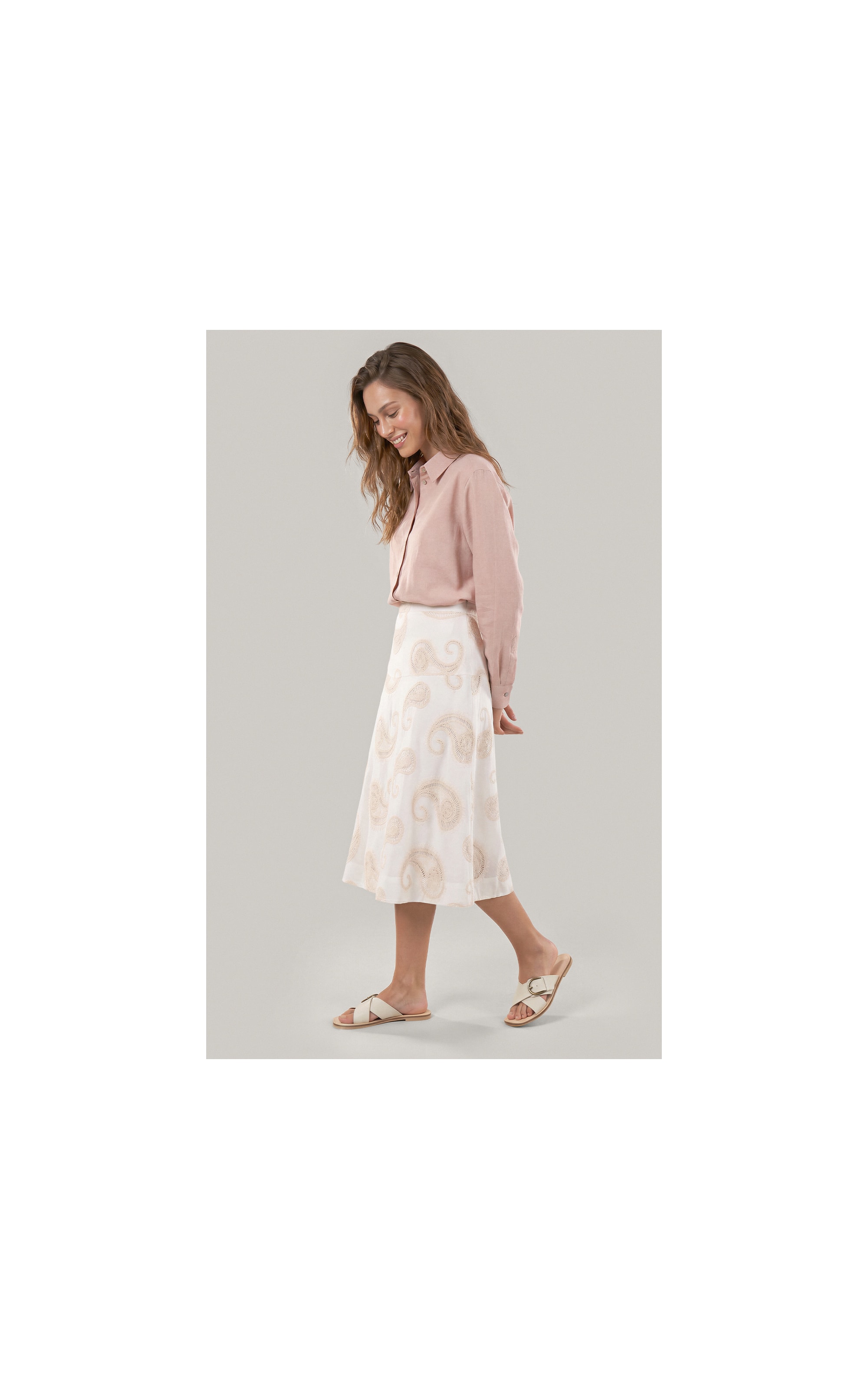 Camisa Linho  Piva  Feminino Nude