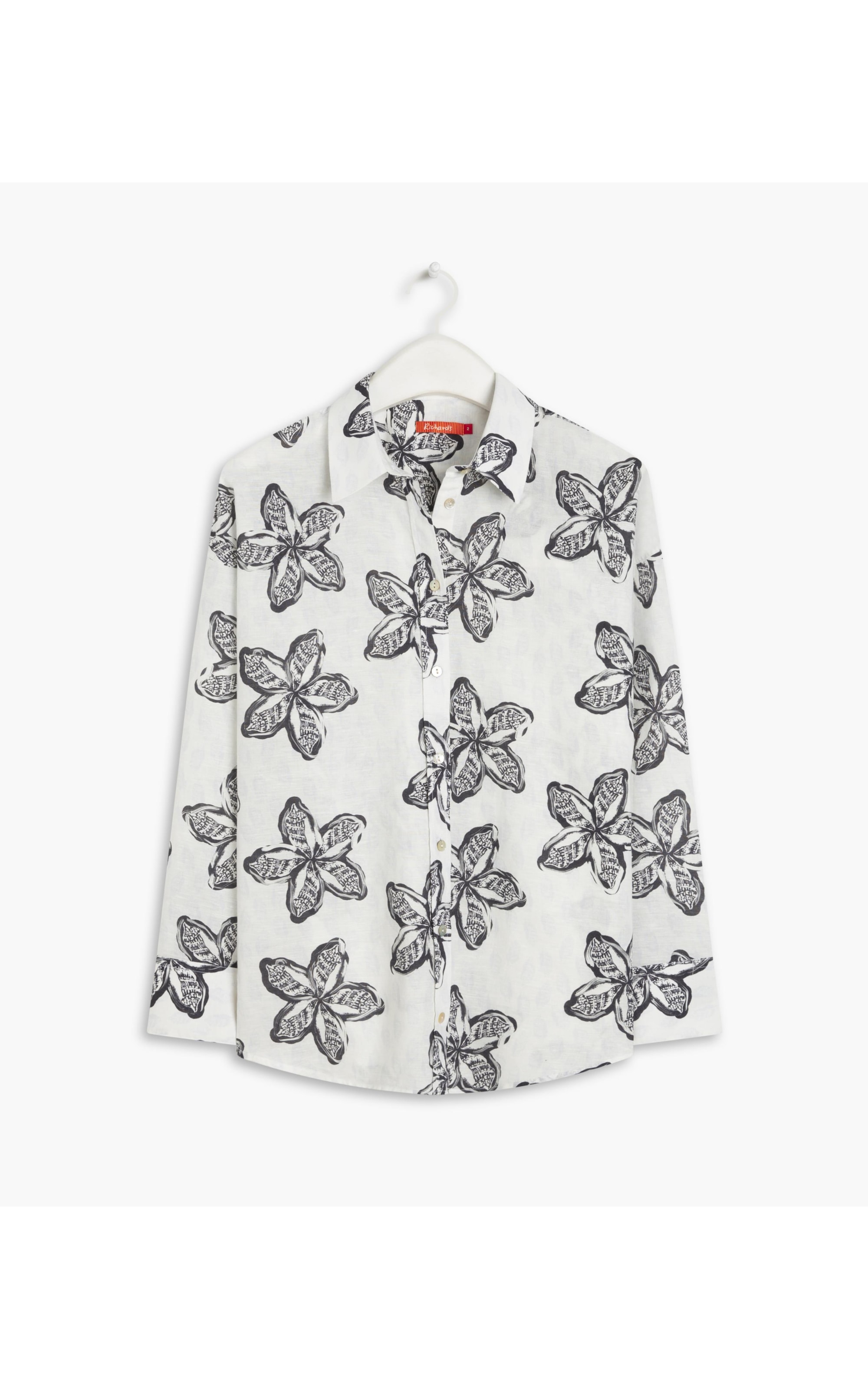 Camisa Linho  Piva Flower Shell Azul Bic