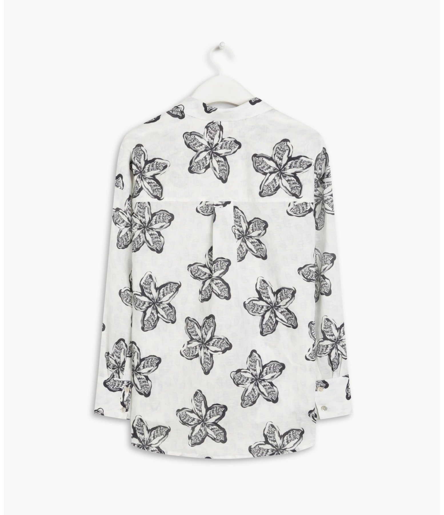 Camisa Linho  Piva Flower Shell Azul Bic