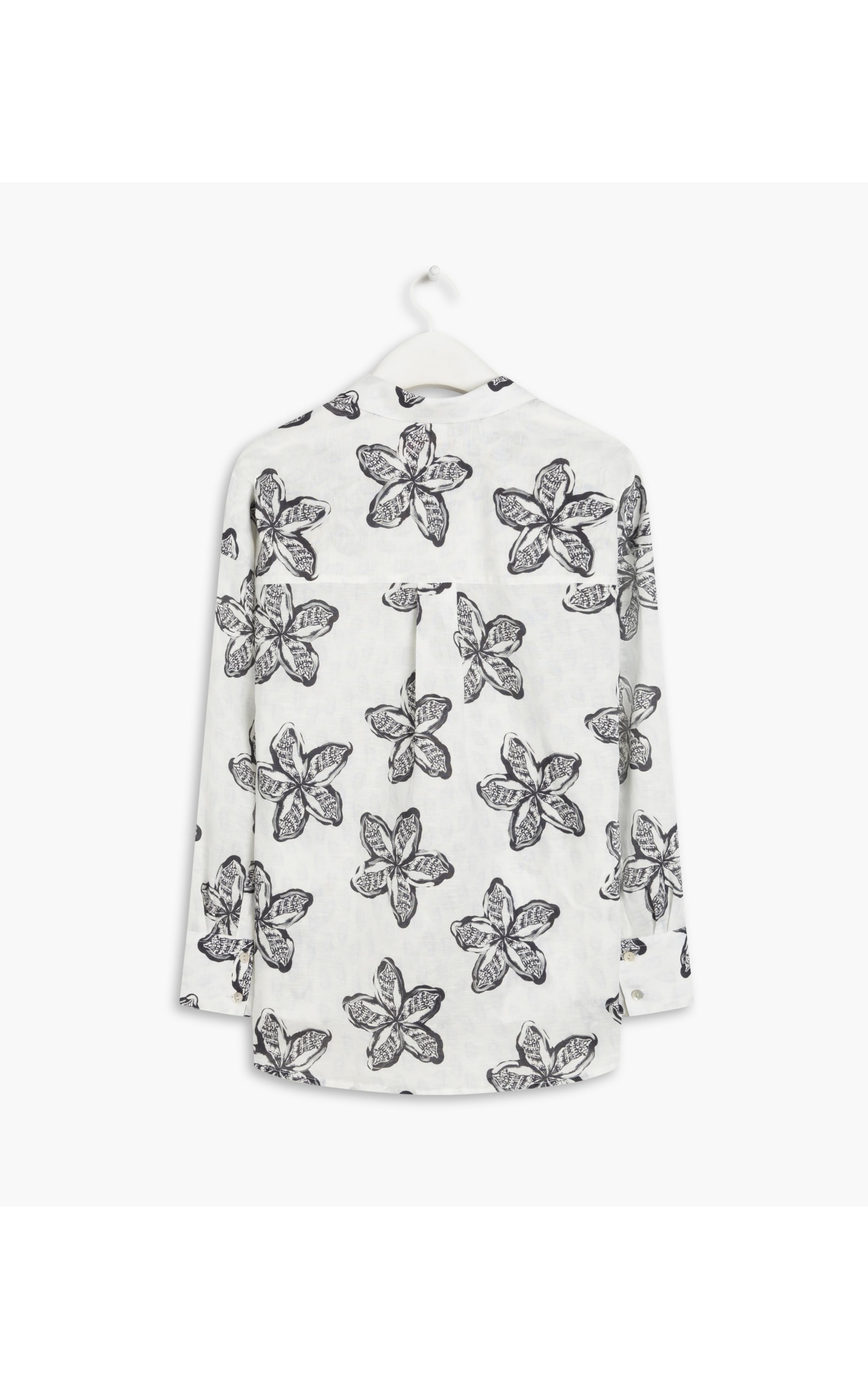 Camisa Linho  Piva Flower Shell Azul Bic