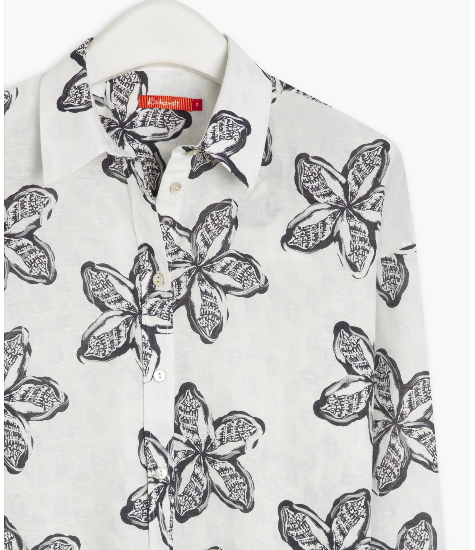 Camisa Linho  Piva Flower Shell Azul Bic