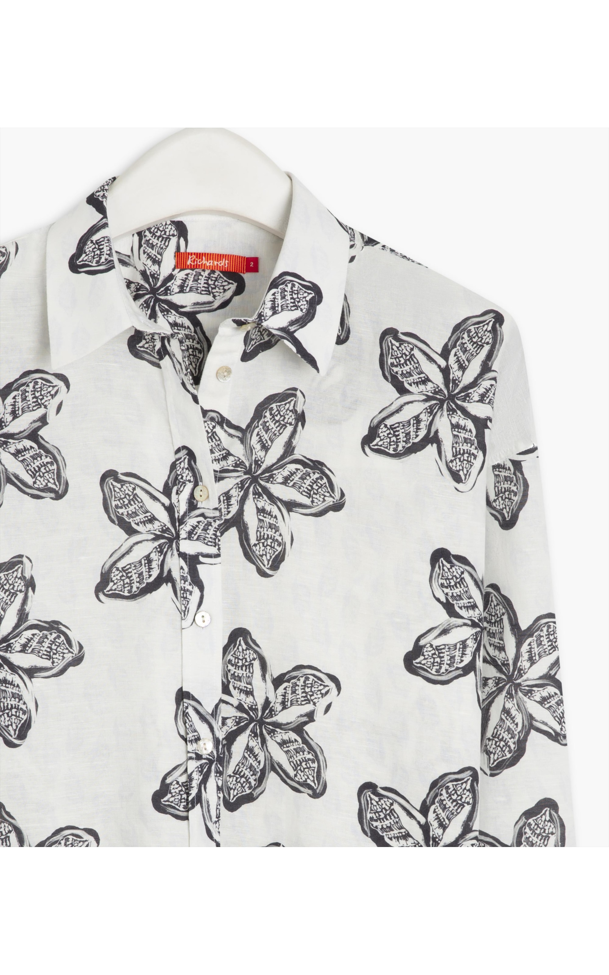 Camisa Linho  Piva Flower Shell Azul Bic