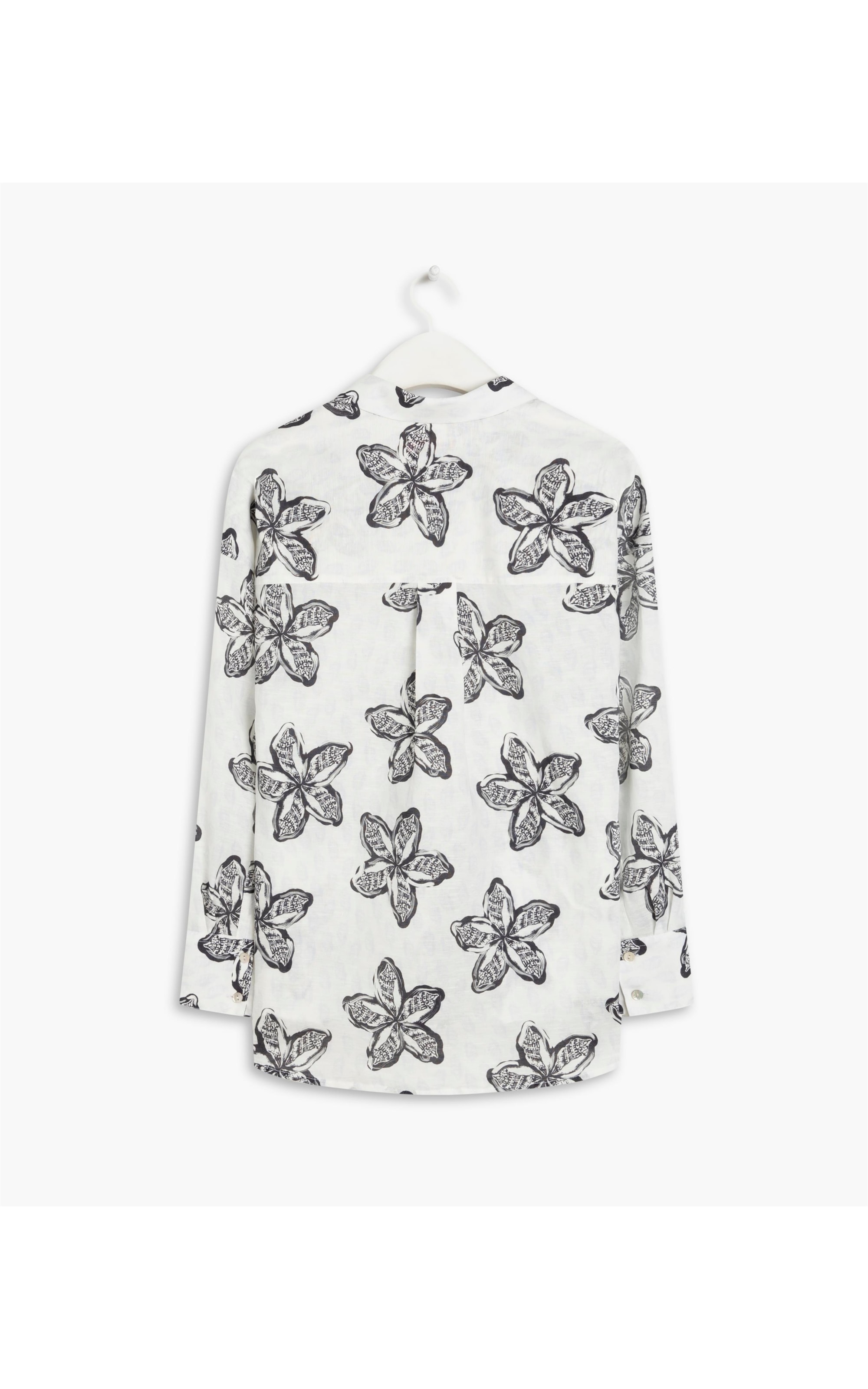 Camisa Linho  Piva Flower Shell Azul Bic