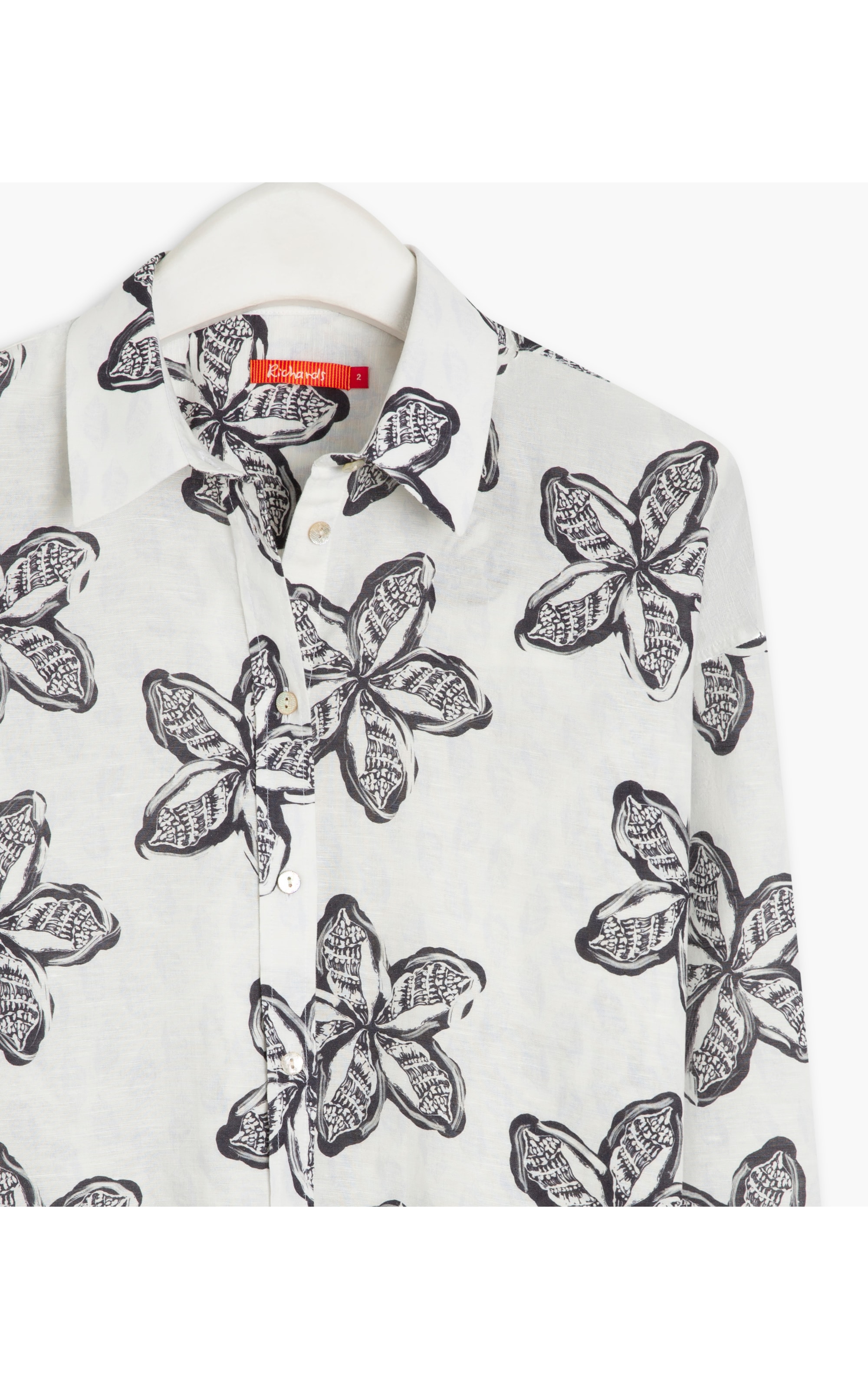Camisa Linho  Piva Flower Shell Azul Bic