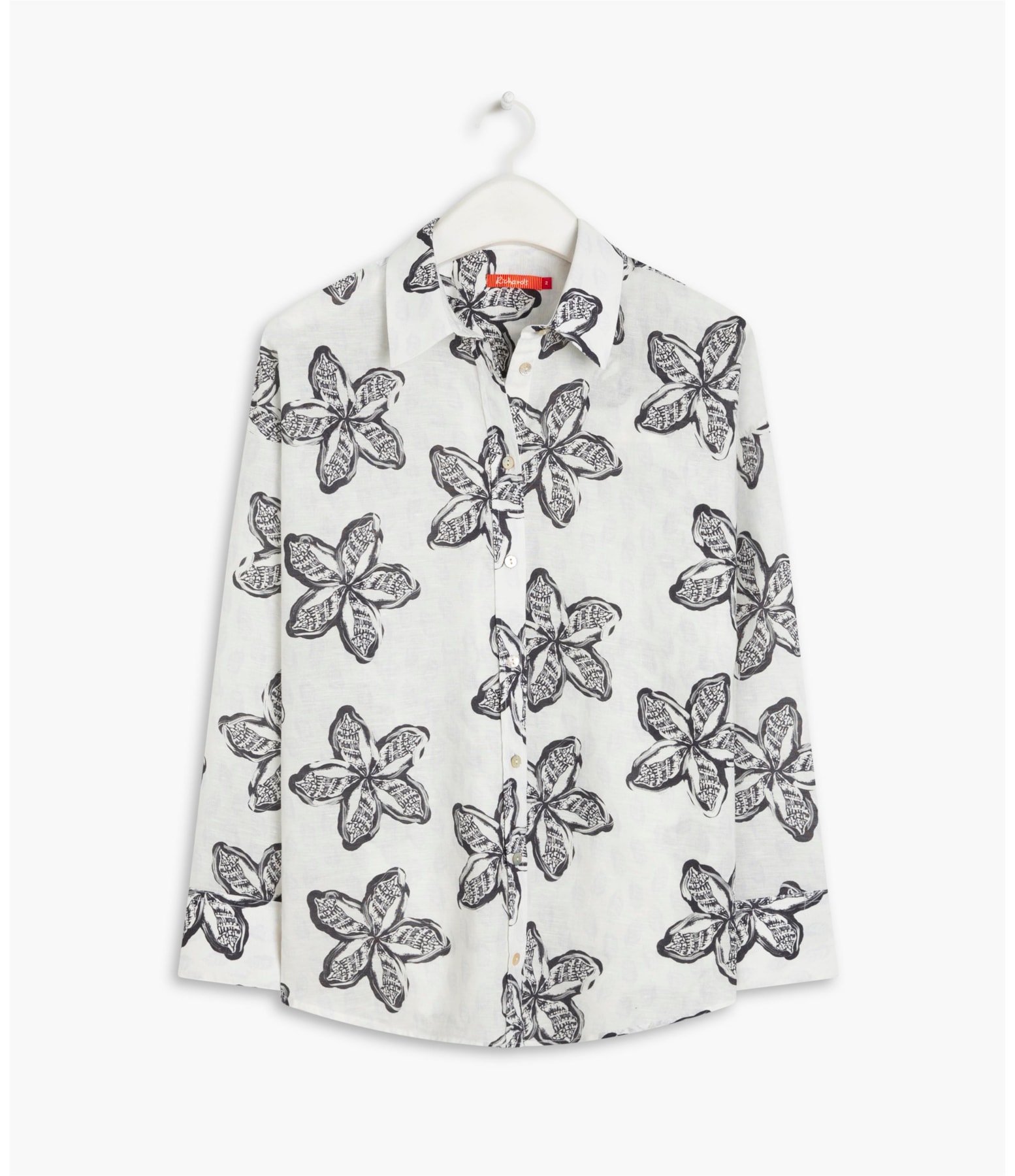 Camisa Linho  Piva Flower Shell Azul Bic