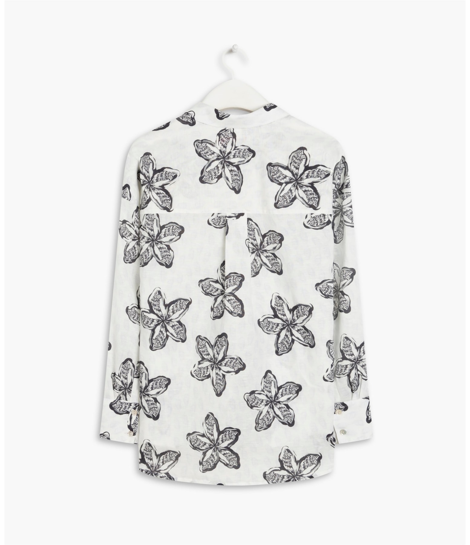 Camisa Linho  Piva Flower Shell Azul Bic