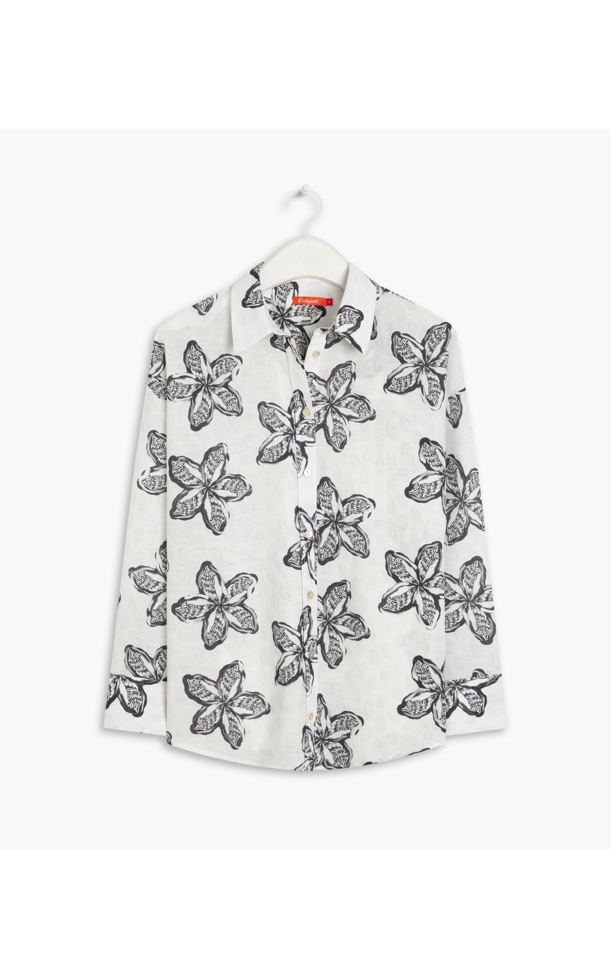 Camisa Linho  Piva Flower Shell Azul Bic