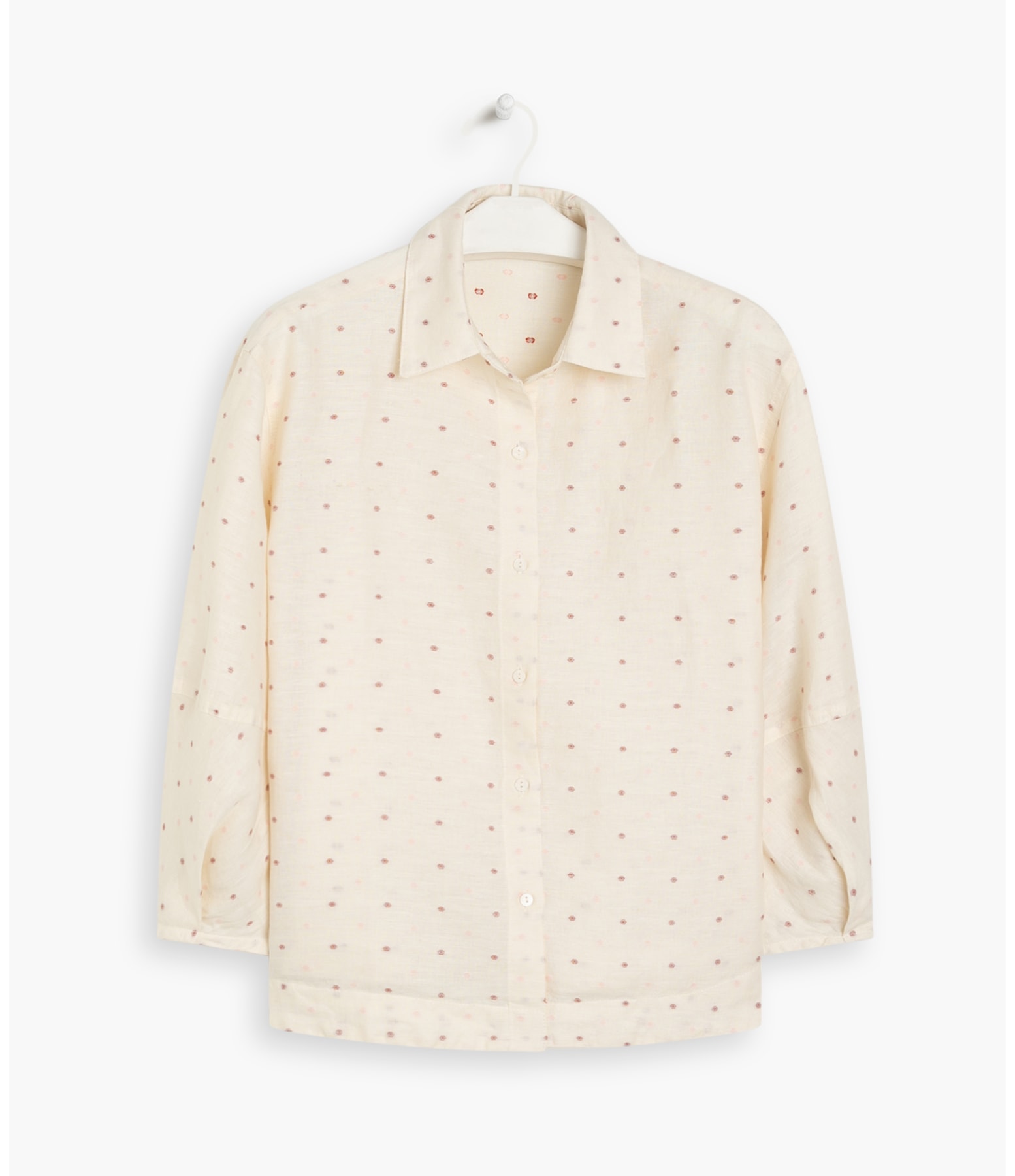 Camisa Linho  Pria Dots Off White