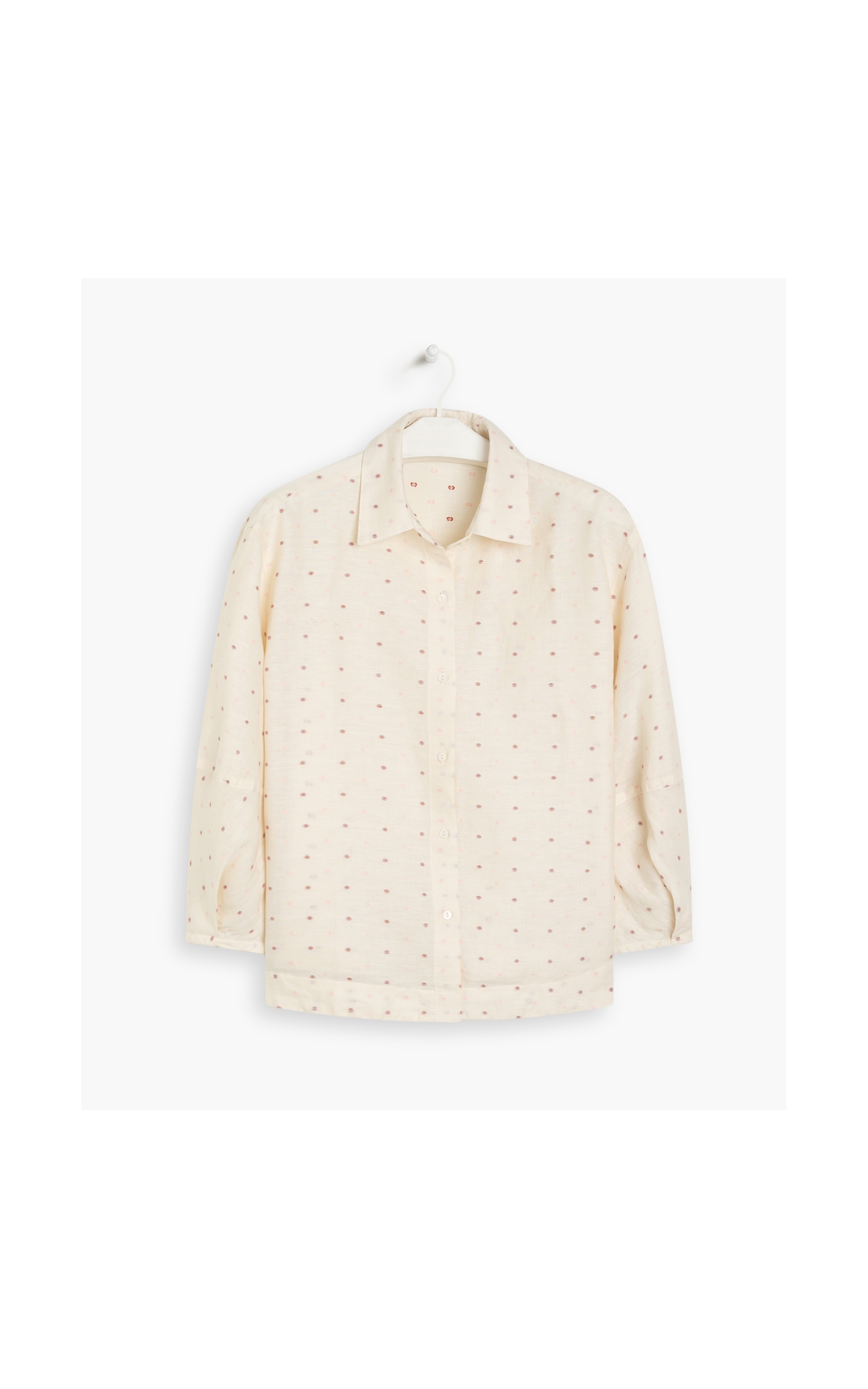 Camisa Linho  Pria Dots Off White