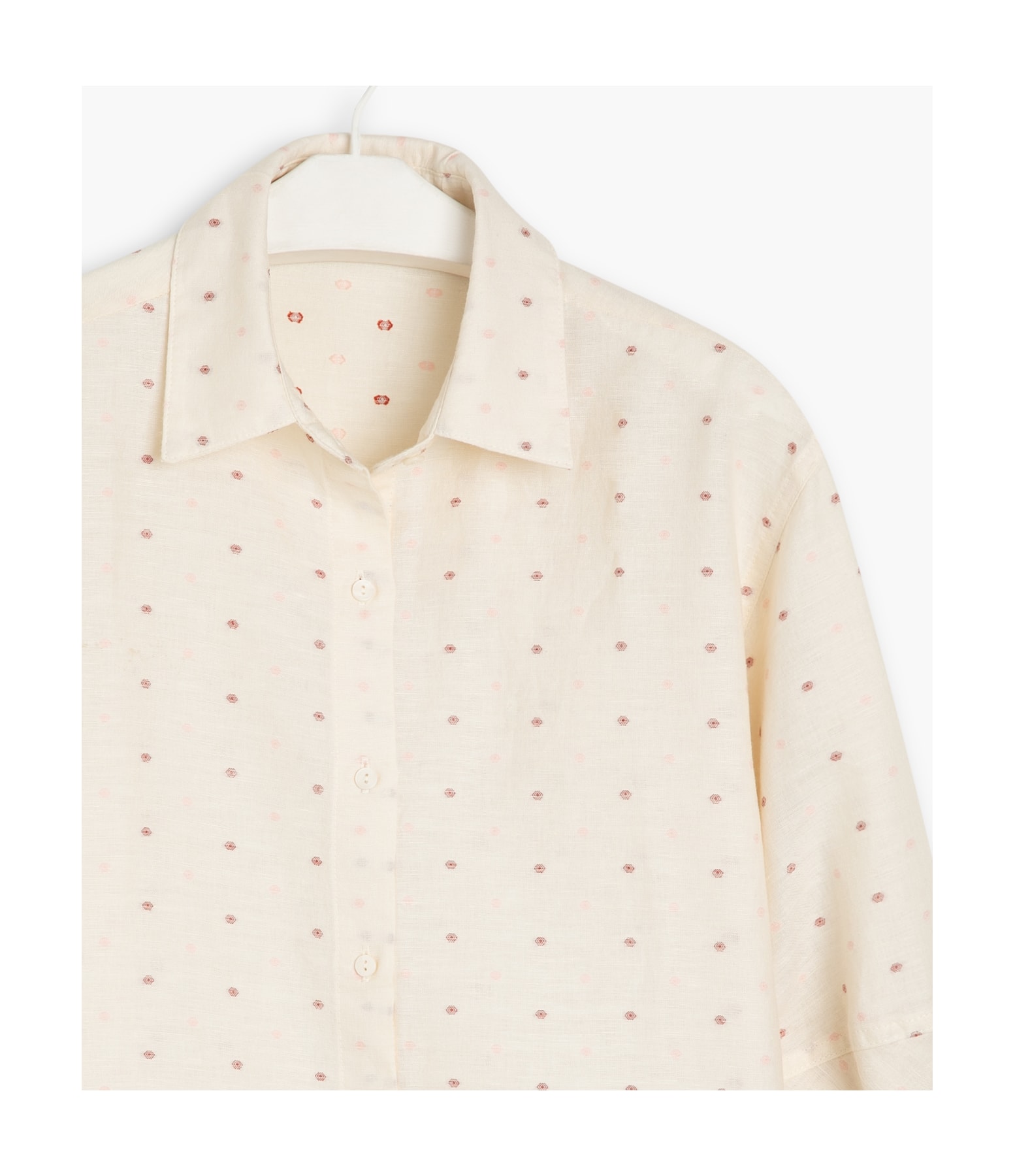 Camisa Linho  Pria Dots Off White