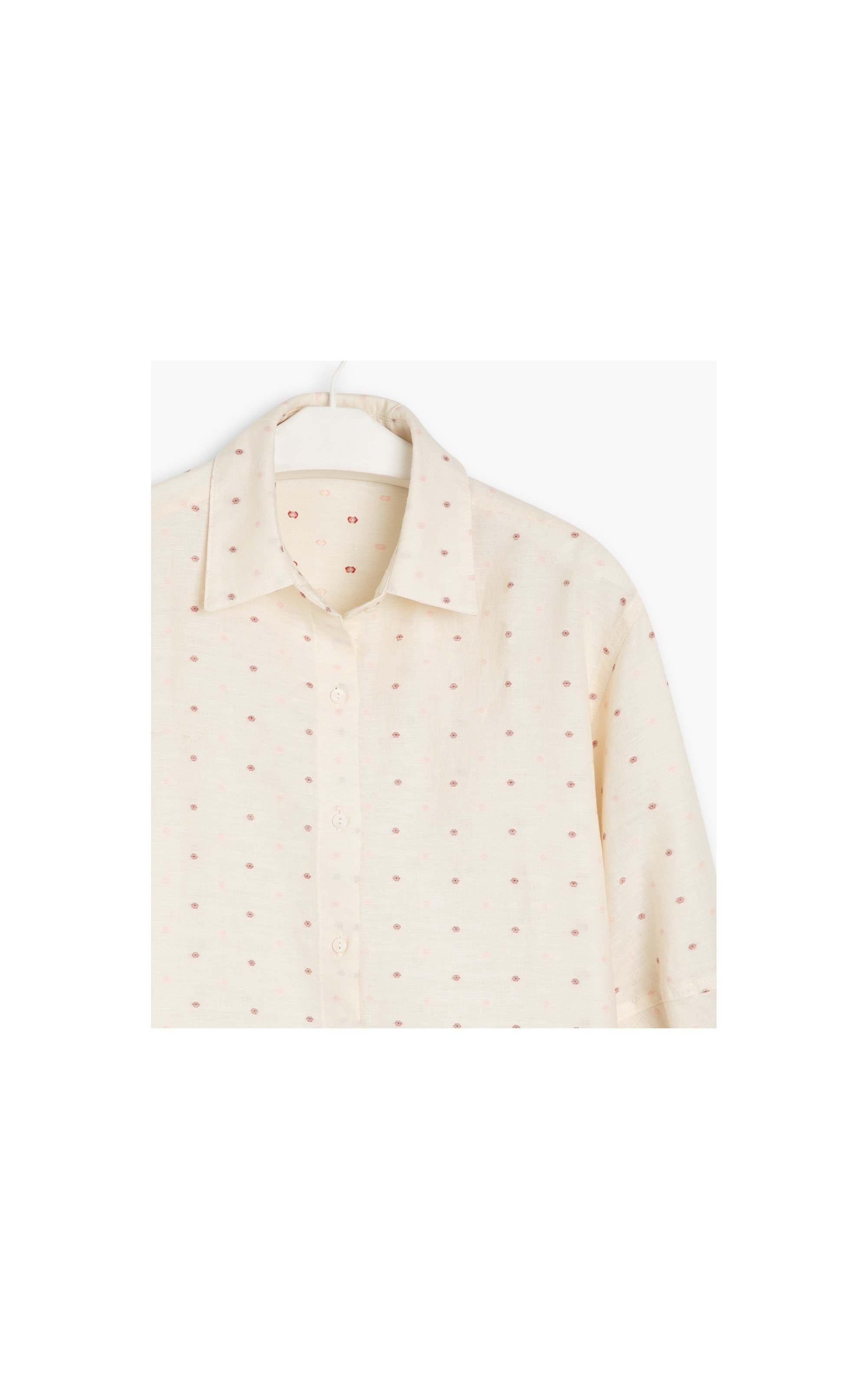 Camisa Linho  Pria Dots Off White