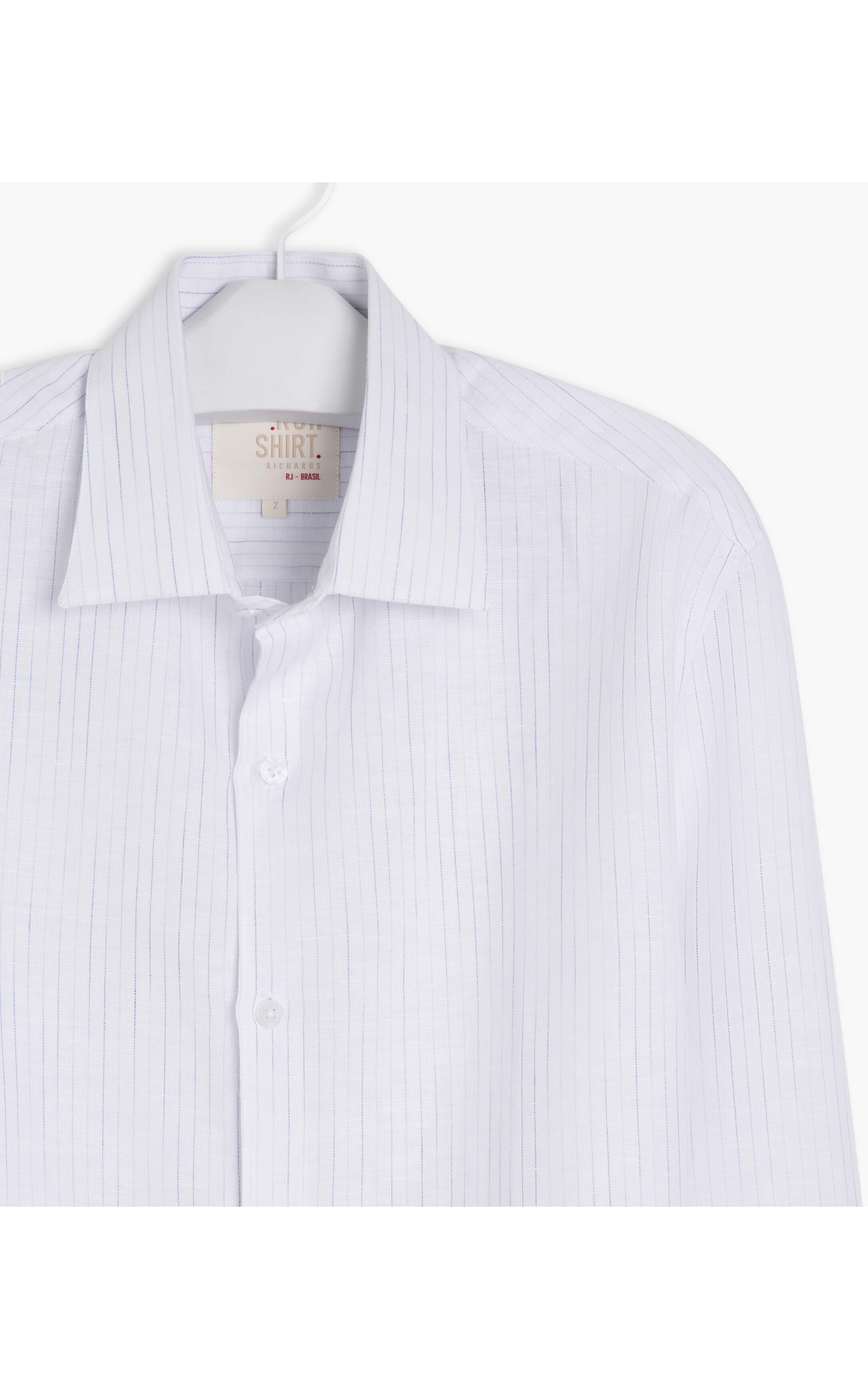 Camisa Linho  Renato Listrada Ml Azul Bic