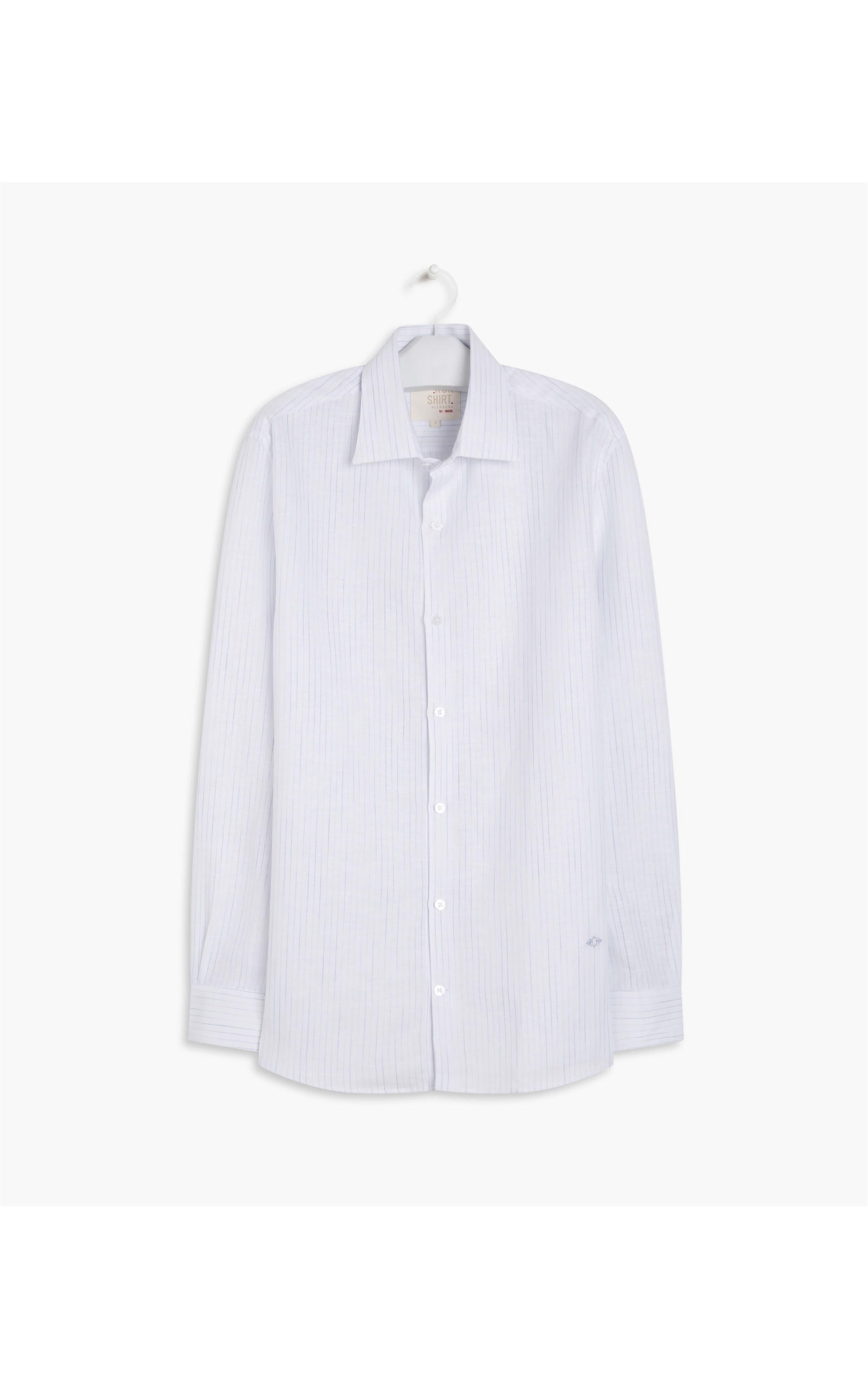 Camisa Linho  Renato Listrada Ml Azul Bic