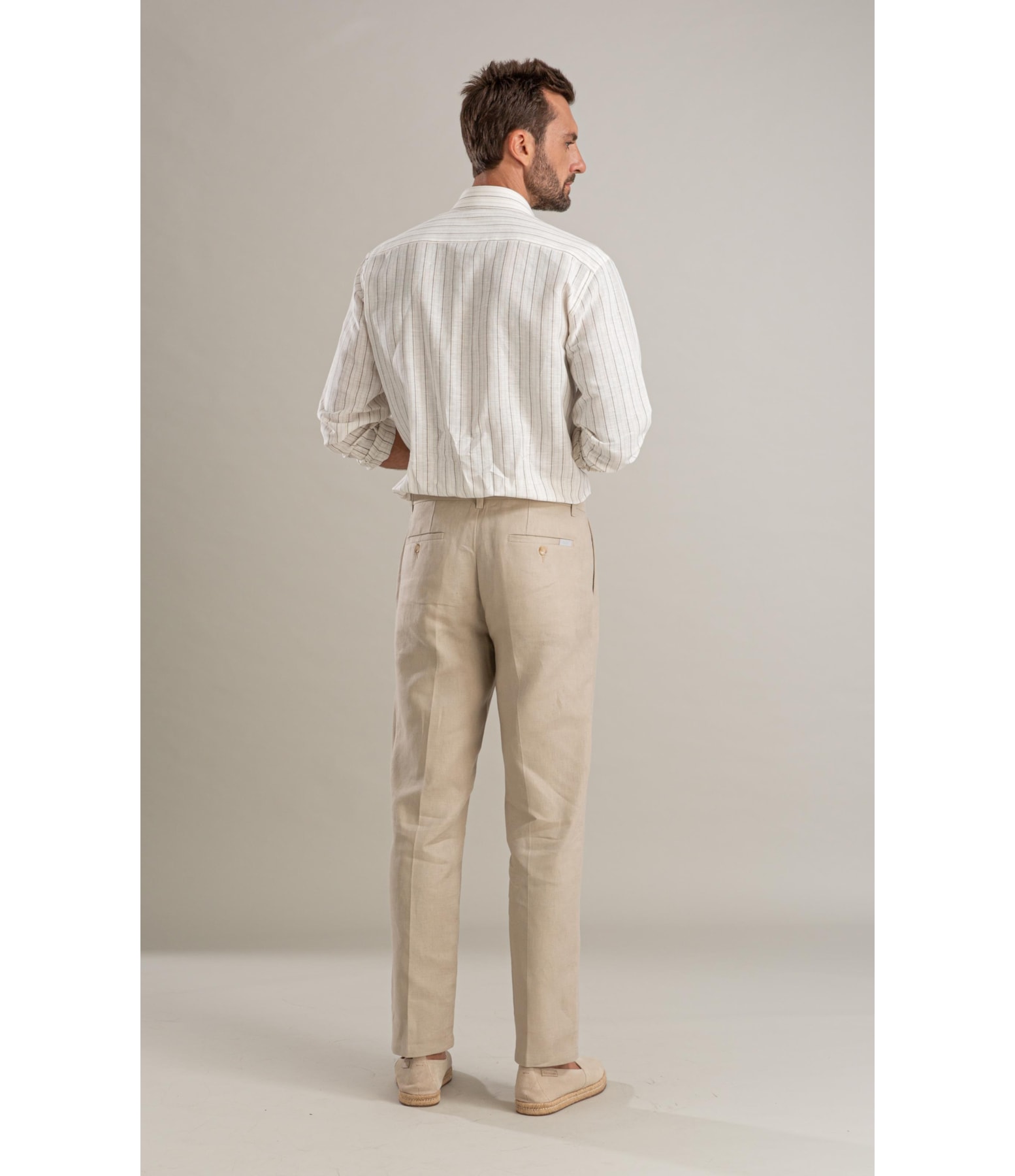 Camisa Linho  Roberto Ml Caqui