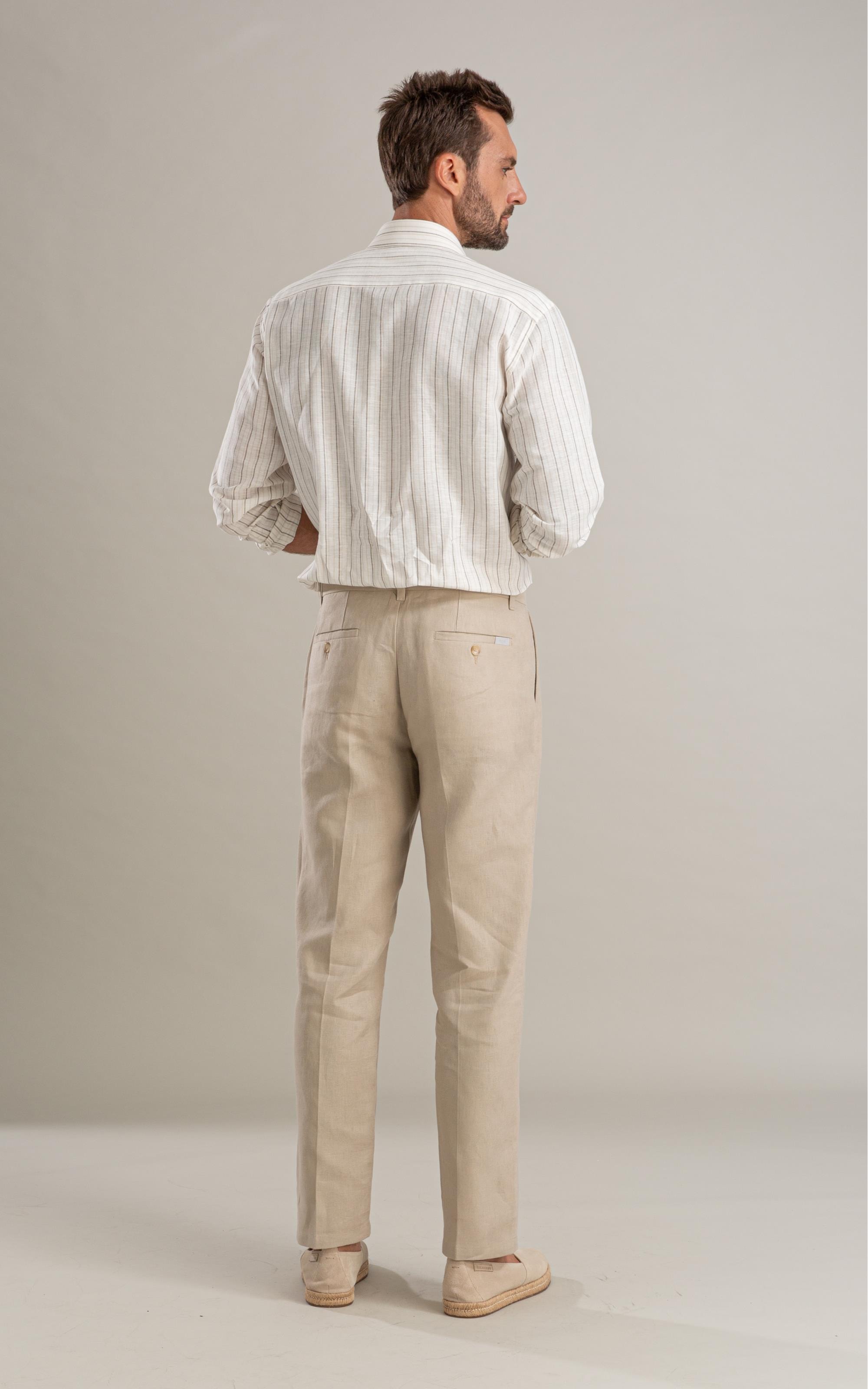 Camisa Linho  Roberto Ml Caqui