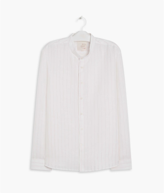 Camisa Linho  Rose Stryps Rosa Dusty