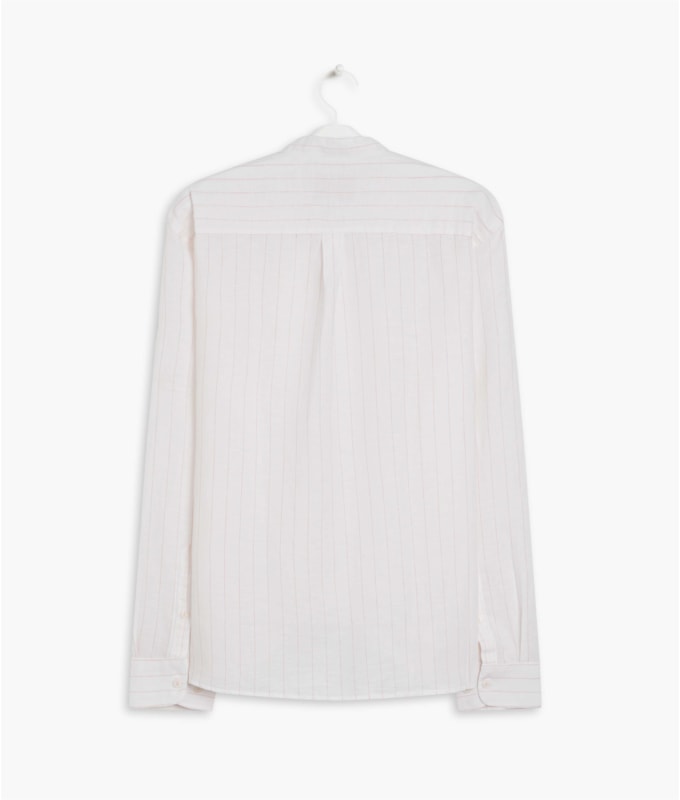 Camisa Linho  Rose Stryps Rosa Dusty