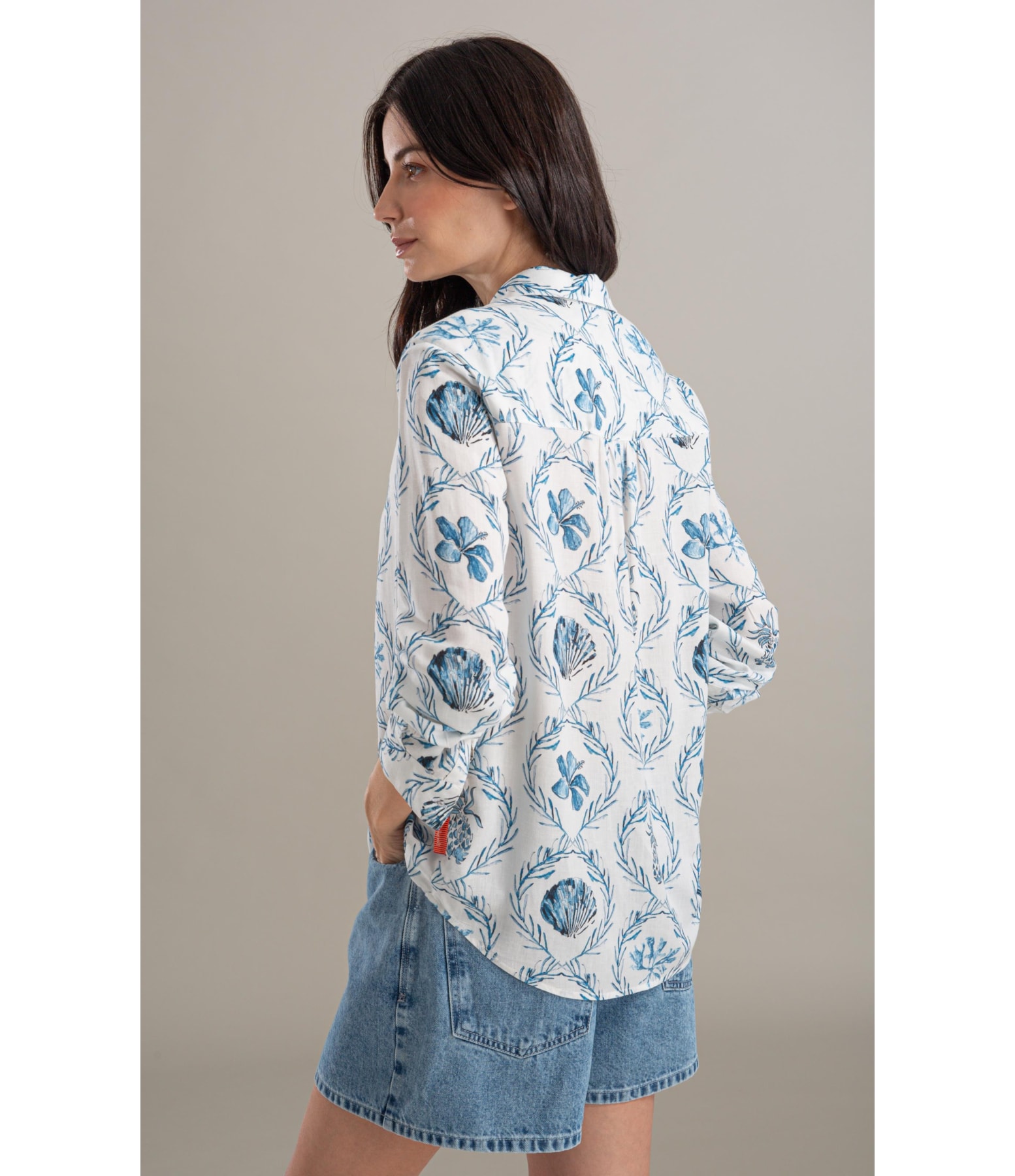 Camisa Linho  Sardenha Camafeu Marinho