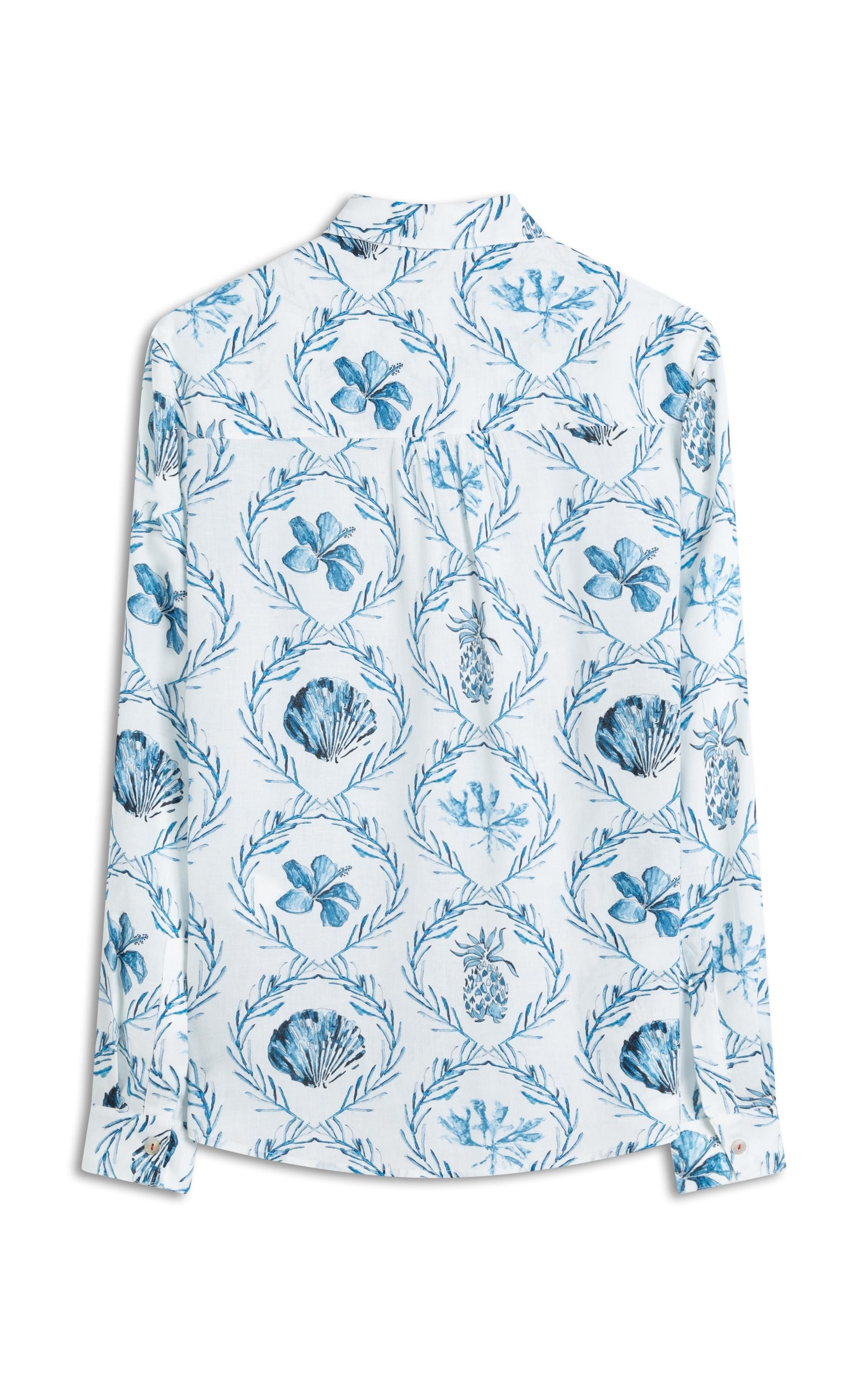 Camisa Linho  Sardenha Camafeu Marinho