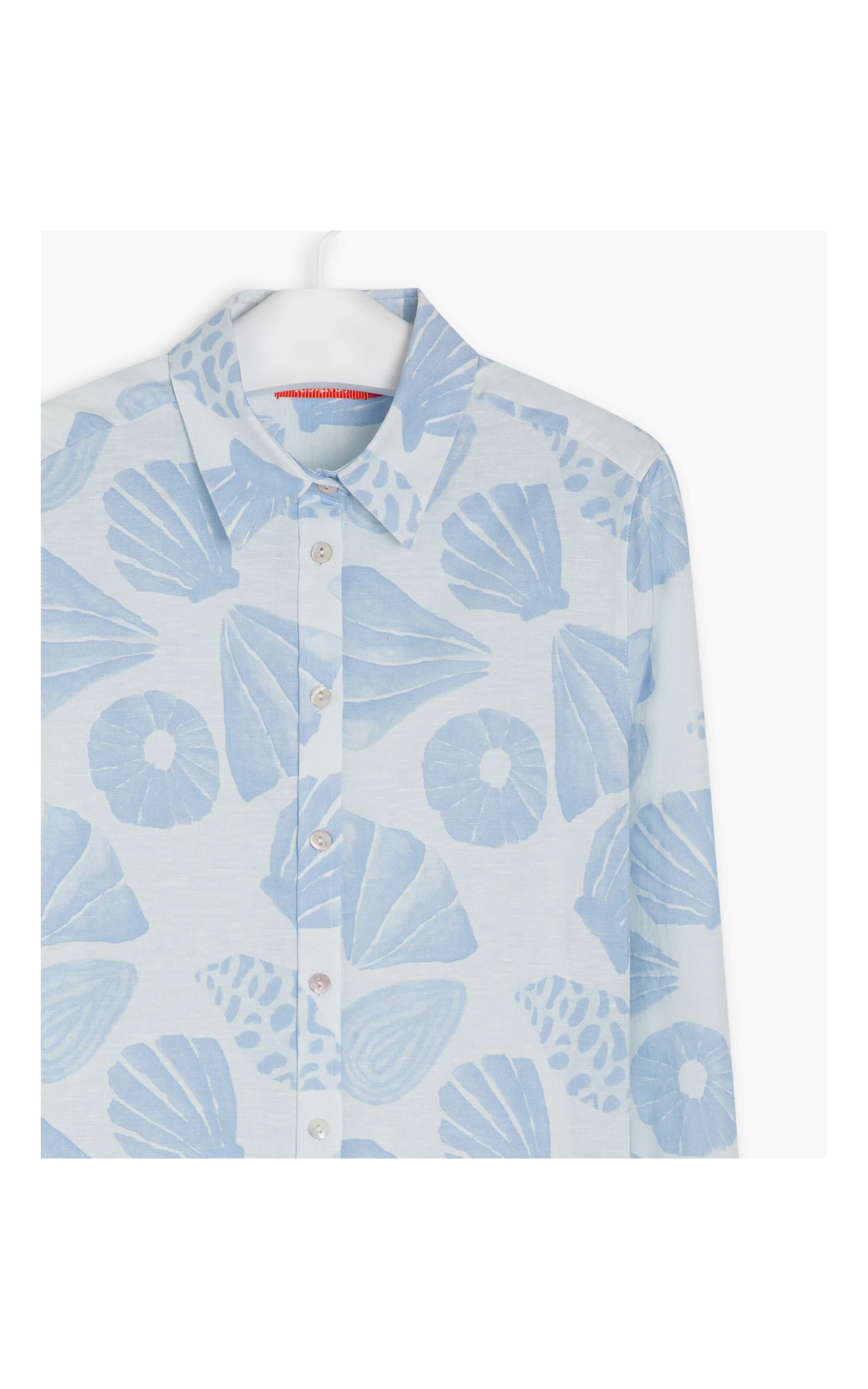 Camisa Linho  Sardenha Conchas Azul Bic