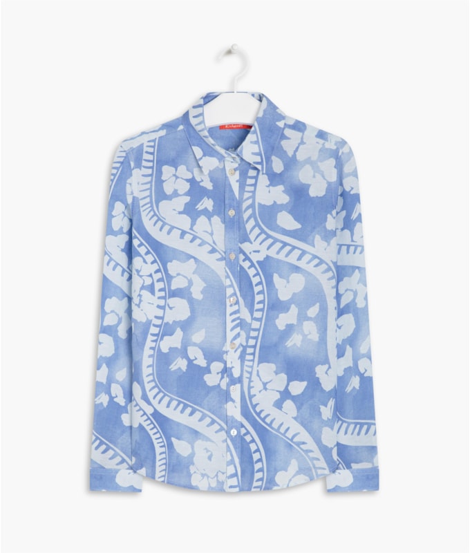 Camisa Linho  Sardenha Petale Azul Bic