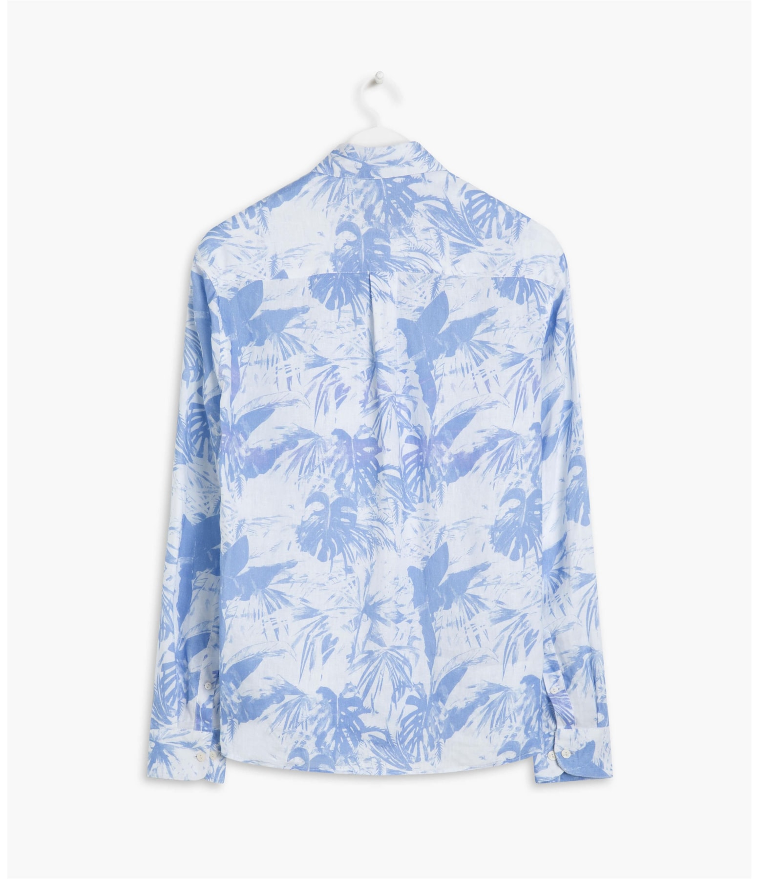 Camisa Linho  Shadowgardem Estampada  Ml Azul Bic