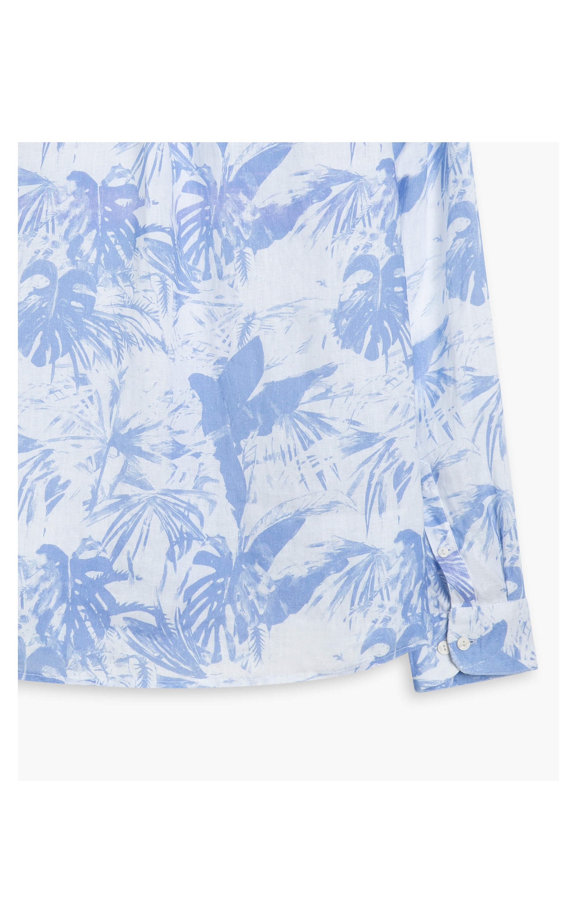 Camisa Linho  Shadowgardem Estampada  Ml Azul Bic