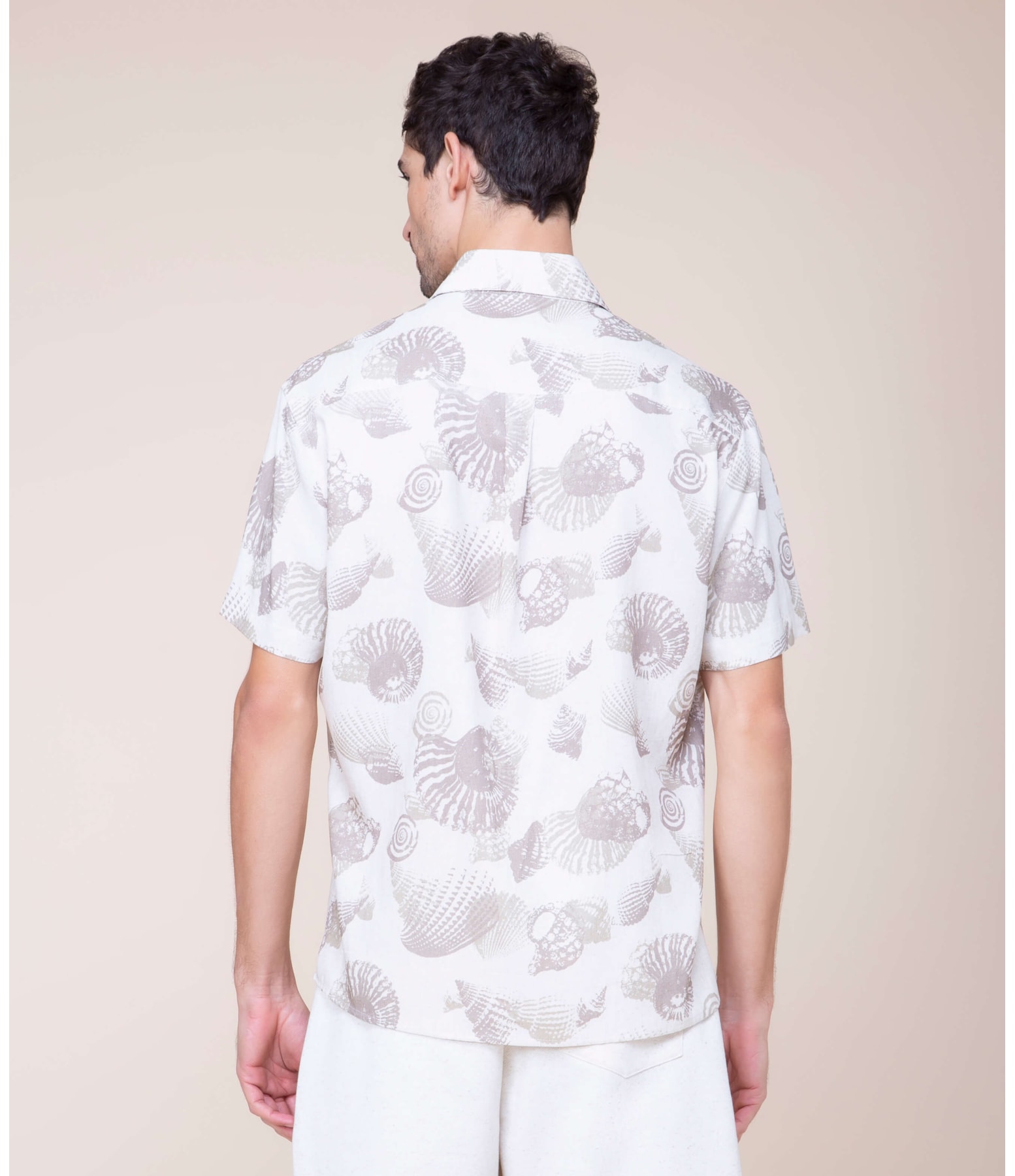 Camisa Linho  Shell Estampada Mc Natural