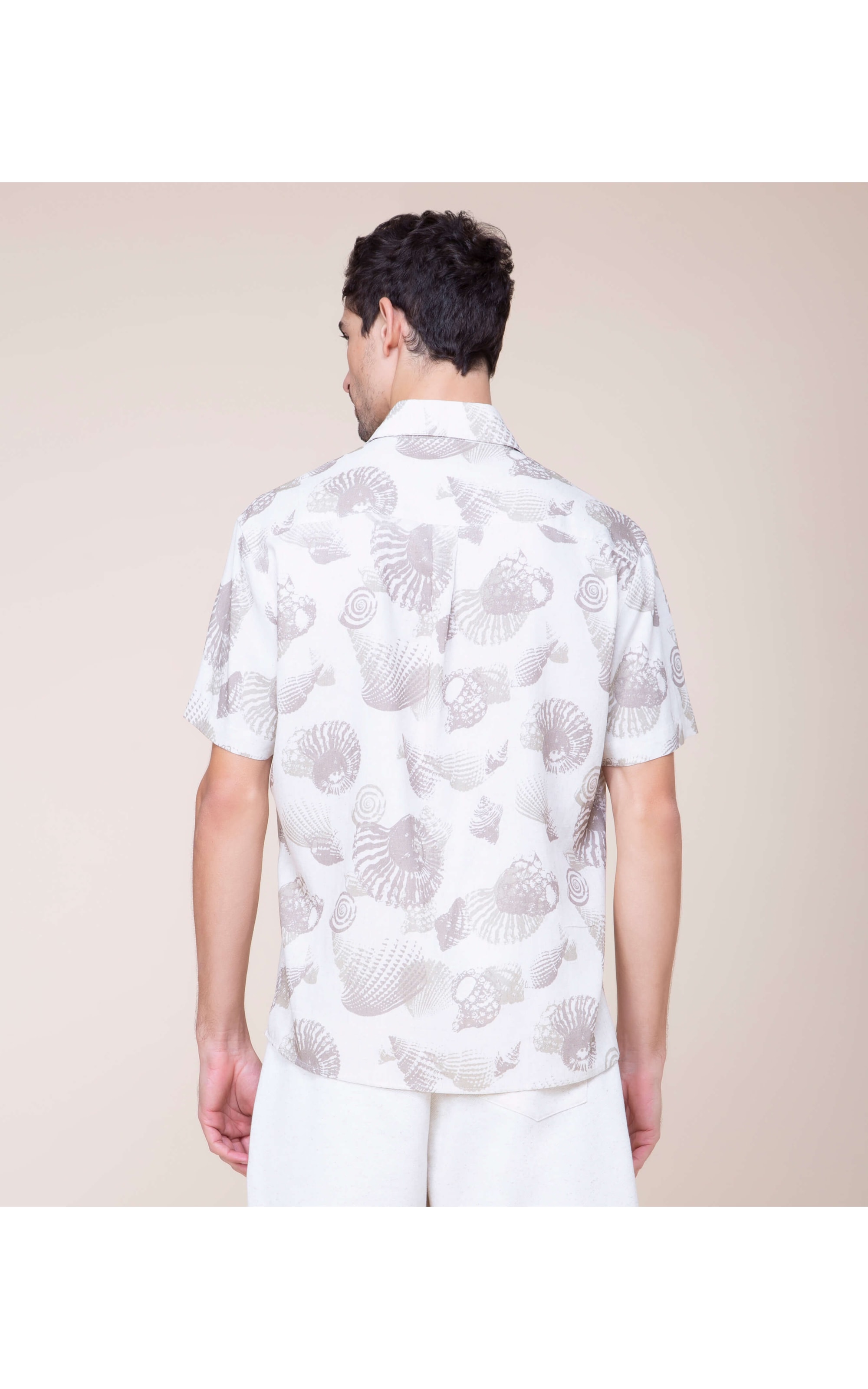 Camisa Linho  Shell Estampada Mc Natural