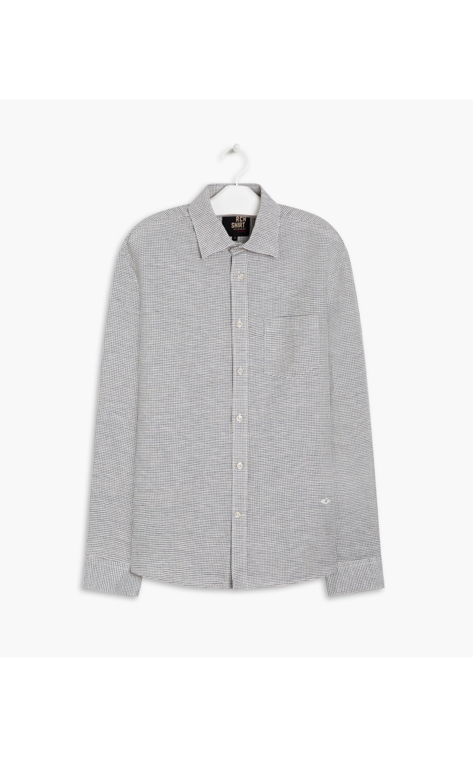 Camisa Linho  Silvio Fio Tinto Xadrez Ml Dark Navy