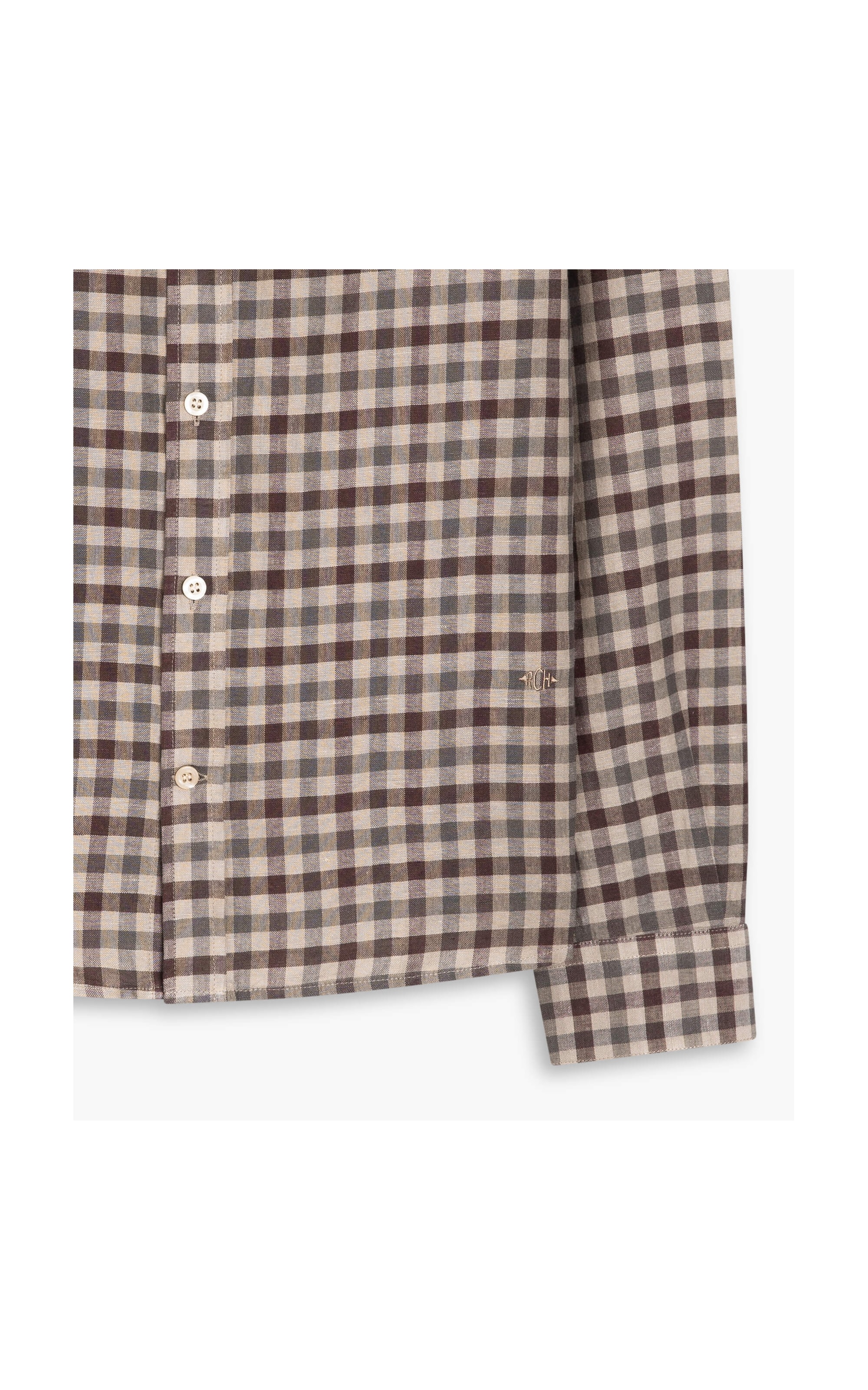 Camisa Linho  Silvio Fio Tinto Xadrez Ml Dark Wine