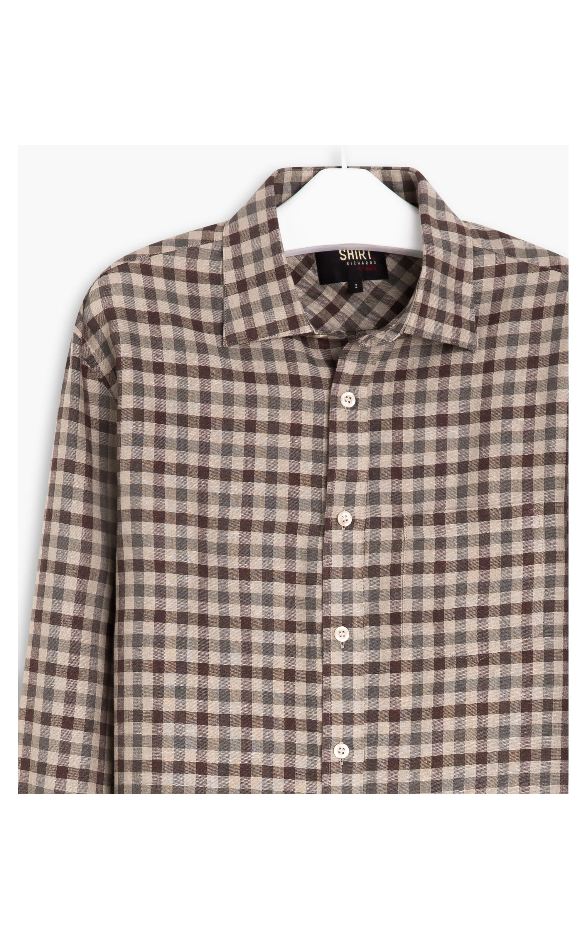 Camisa Linho  Silvio Fio Tinto Xadrez Ml Dark Wine