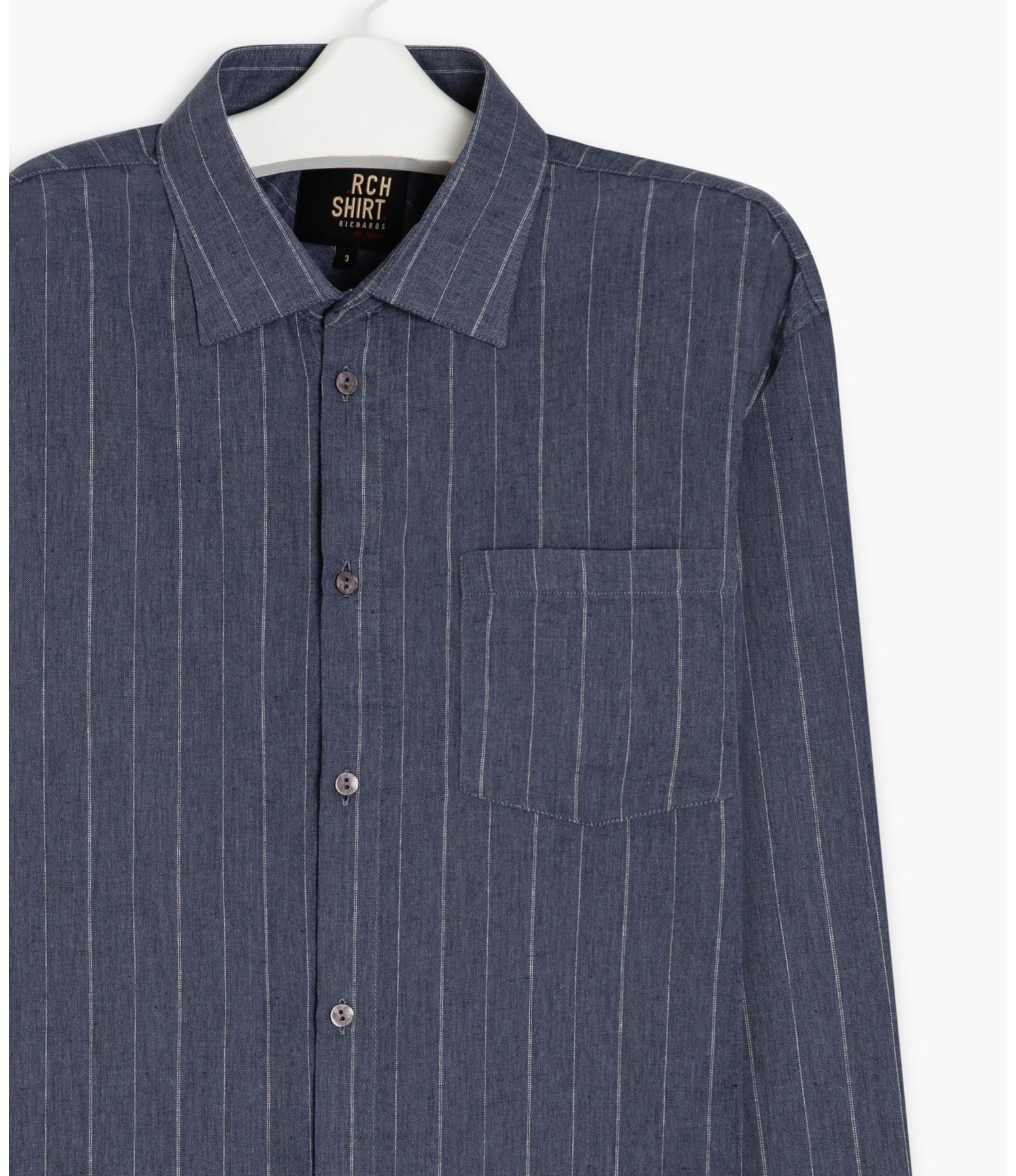 Camisa Linho  Stripe Marinho