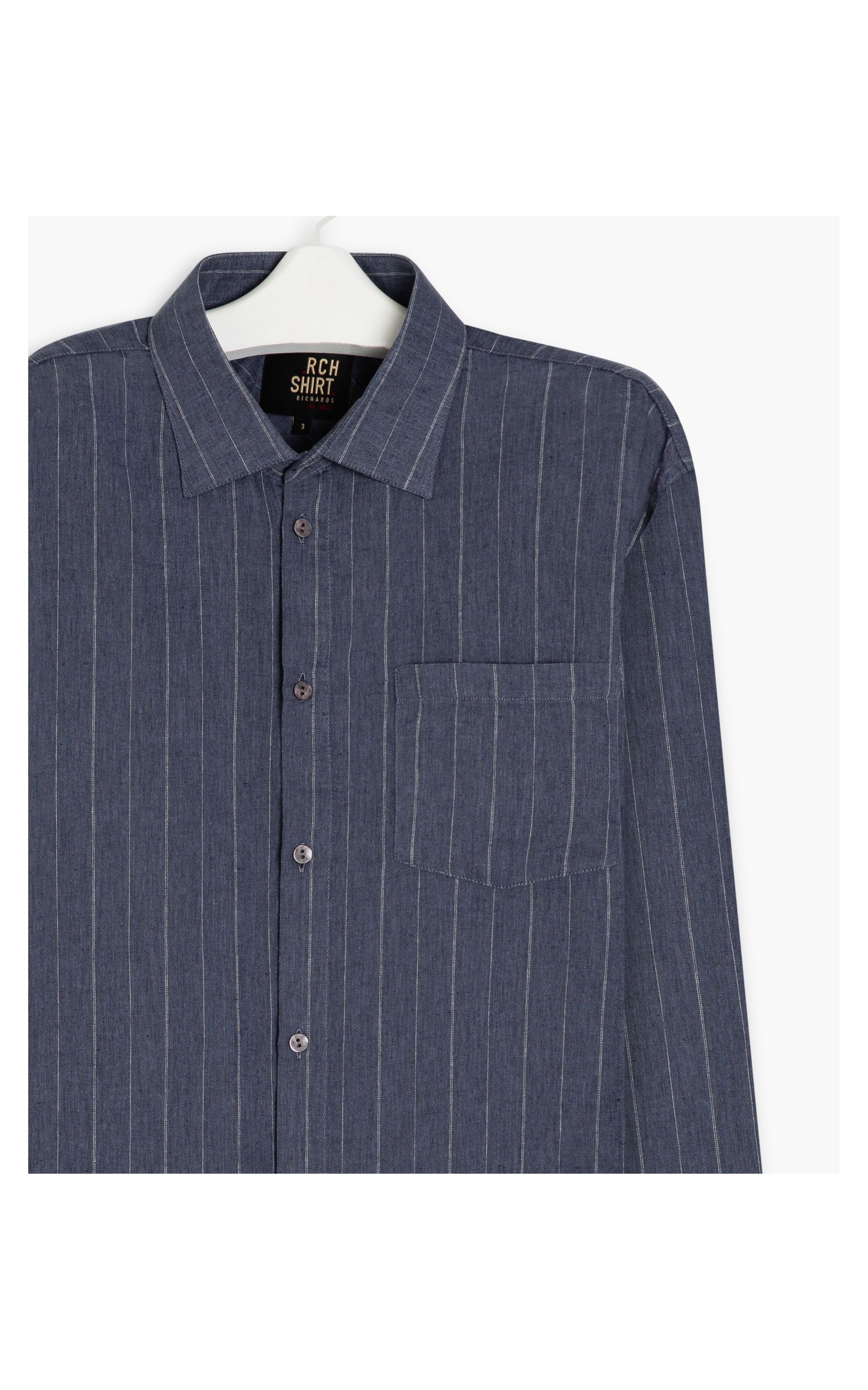 Camisa Linho  Stripe Marinho