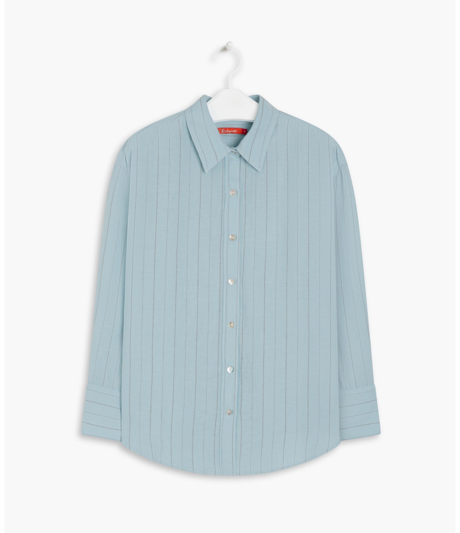 Camisa Linho  Stripe Piva Cinza Claro